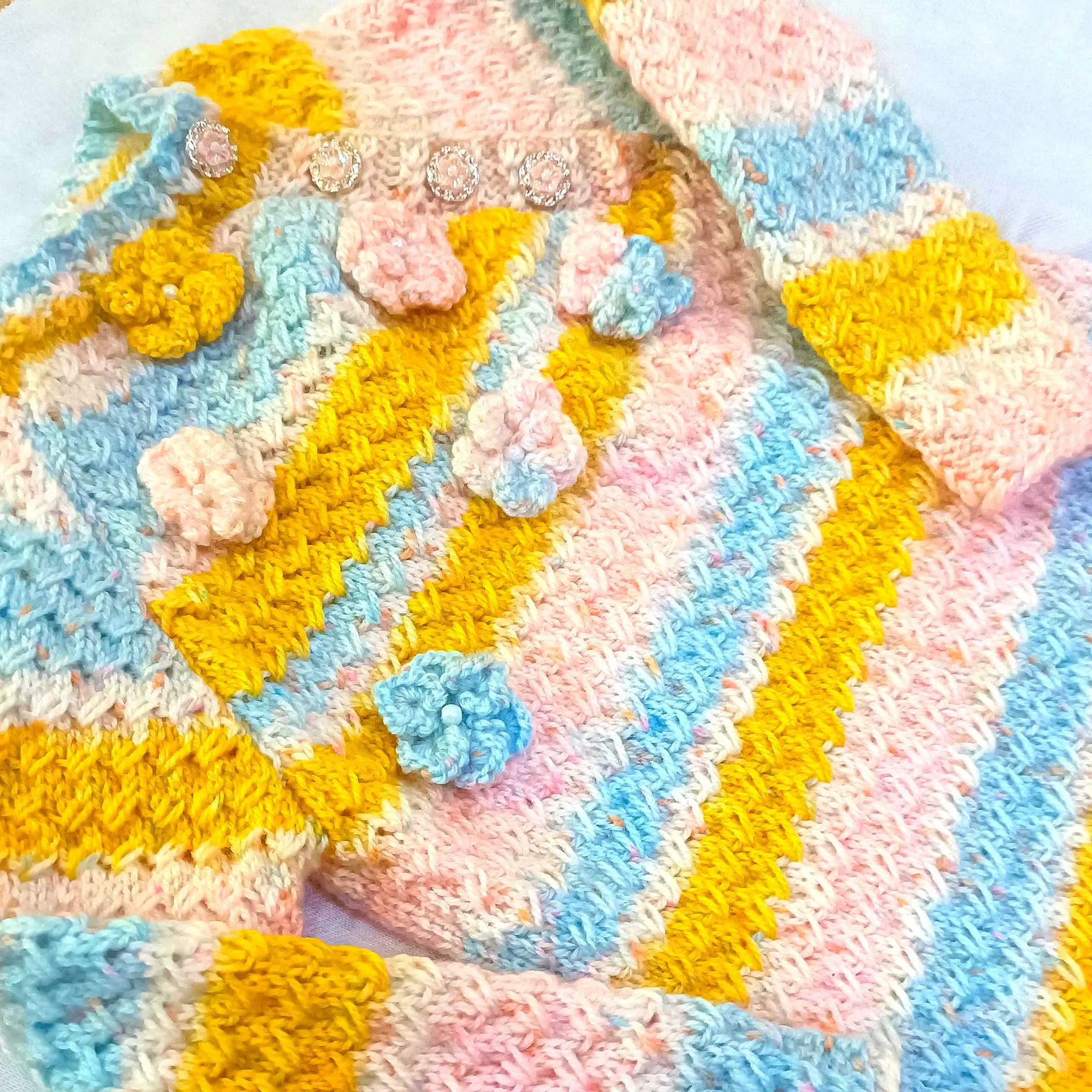 Handmade Knit Kids Cardigan | Floral Knit Sweater, Custom Fit - image 3