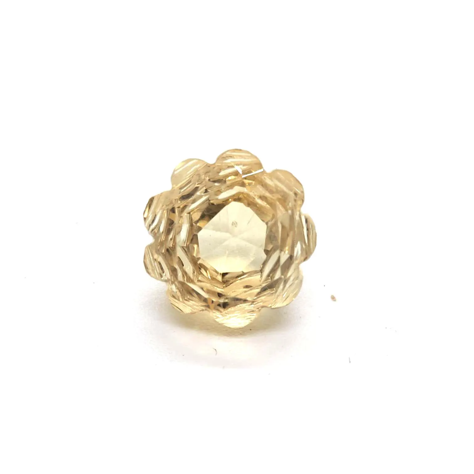 Natural Citrine Carved Gemstone 13.3 Carats Round Vintage Carving 14.8mm Yellow Quartz Stone - image 3