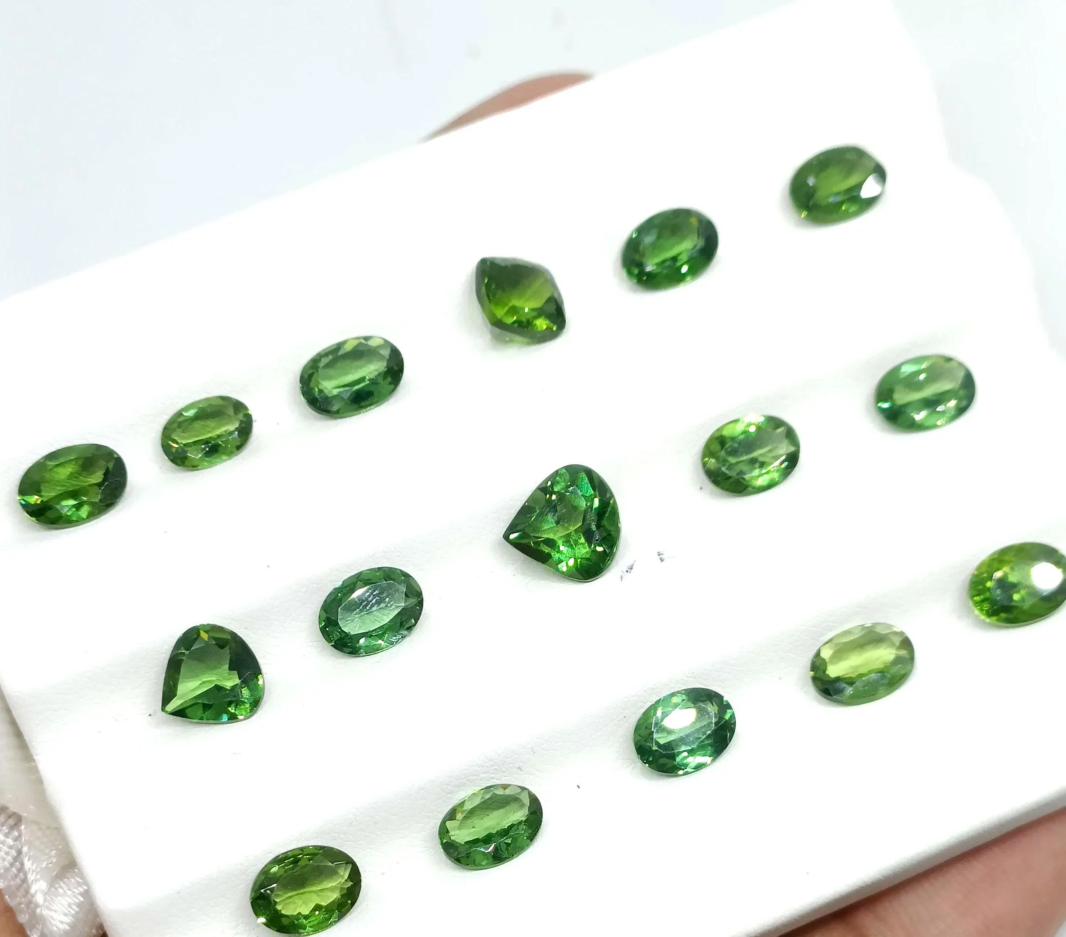 Green Apatite Gemstone Lot: Oval Pear Faceted Stones - image 3