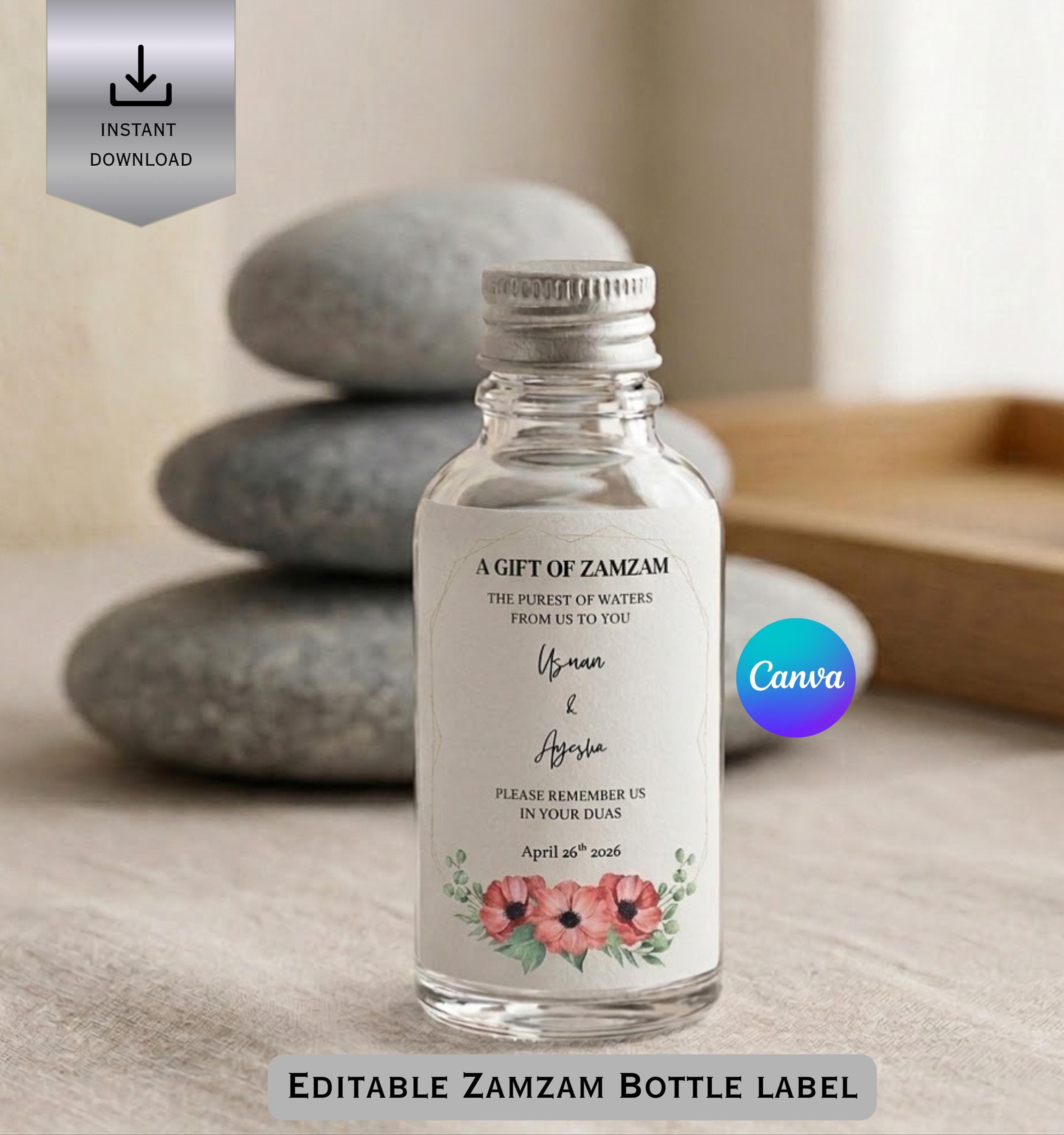 Editable Zamzam Bottle Label, Islamic Hajj Umrah Gift, Canva Template (Digital Download) - image 4