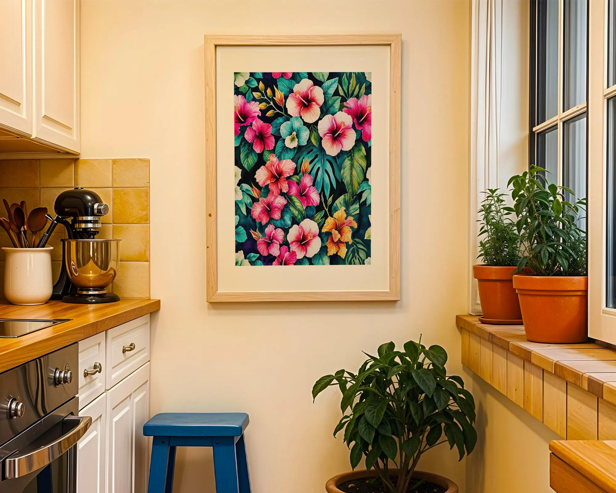 Frida Kahlo Inspired Jungle Floral Print – Tropical Watercolor Wall Art | Floral Art (Digital Print and Download)