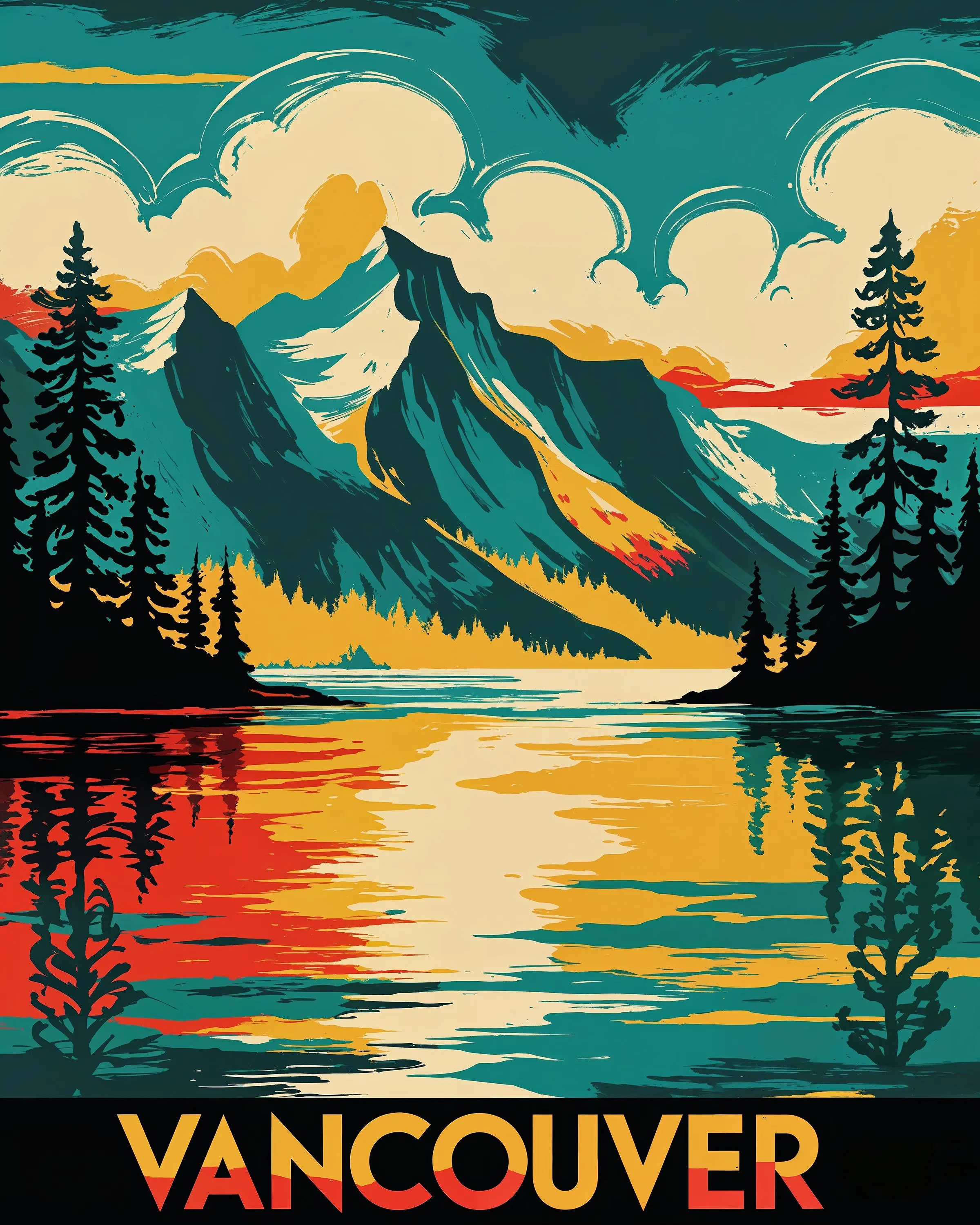 Vancouver Vintage Poster – Canadian Artwork | Abstract | Instant printable
