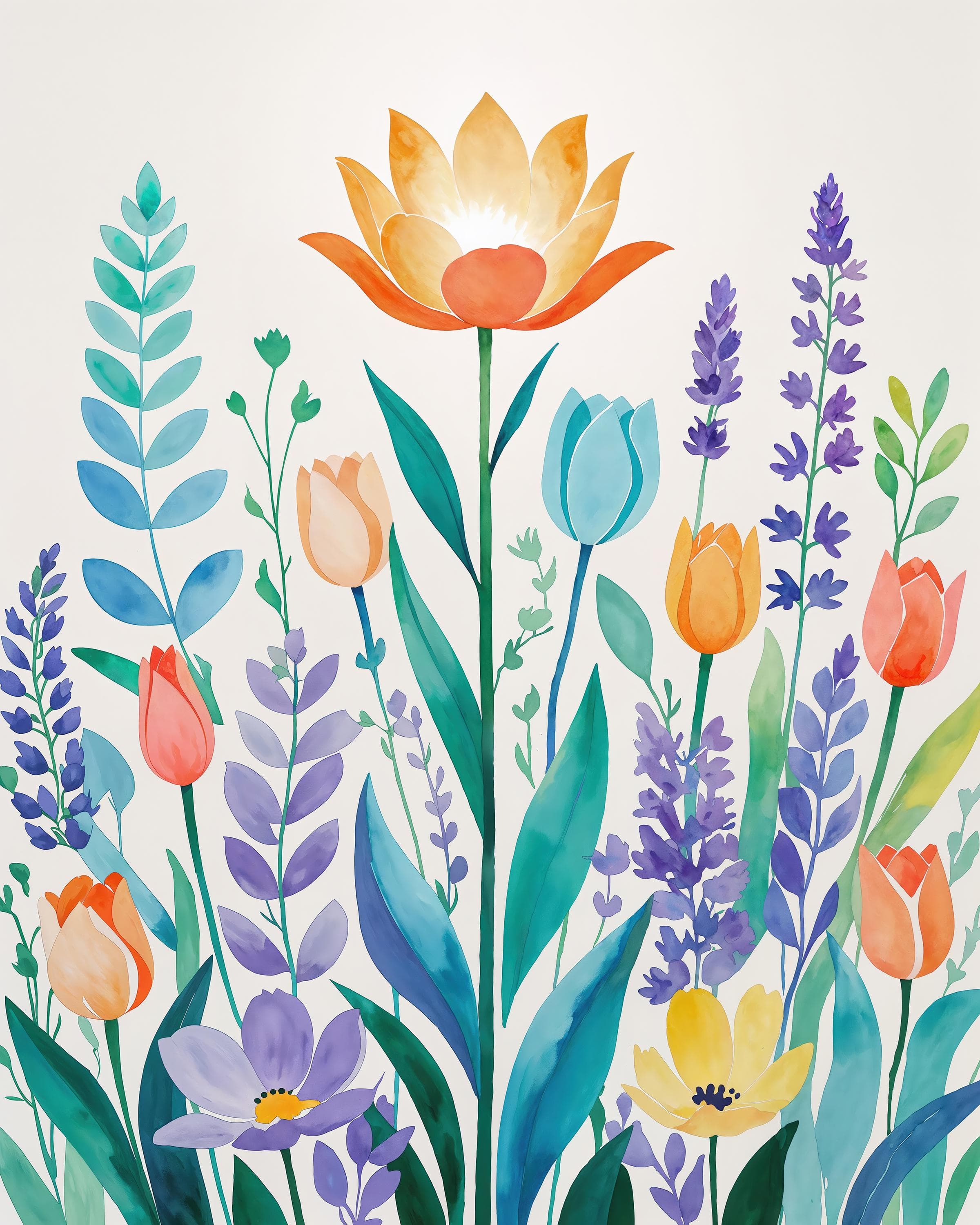 Matisse Inspired Floral Print – Abstract Tulip Watercolor Art (Digital Download)