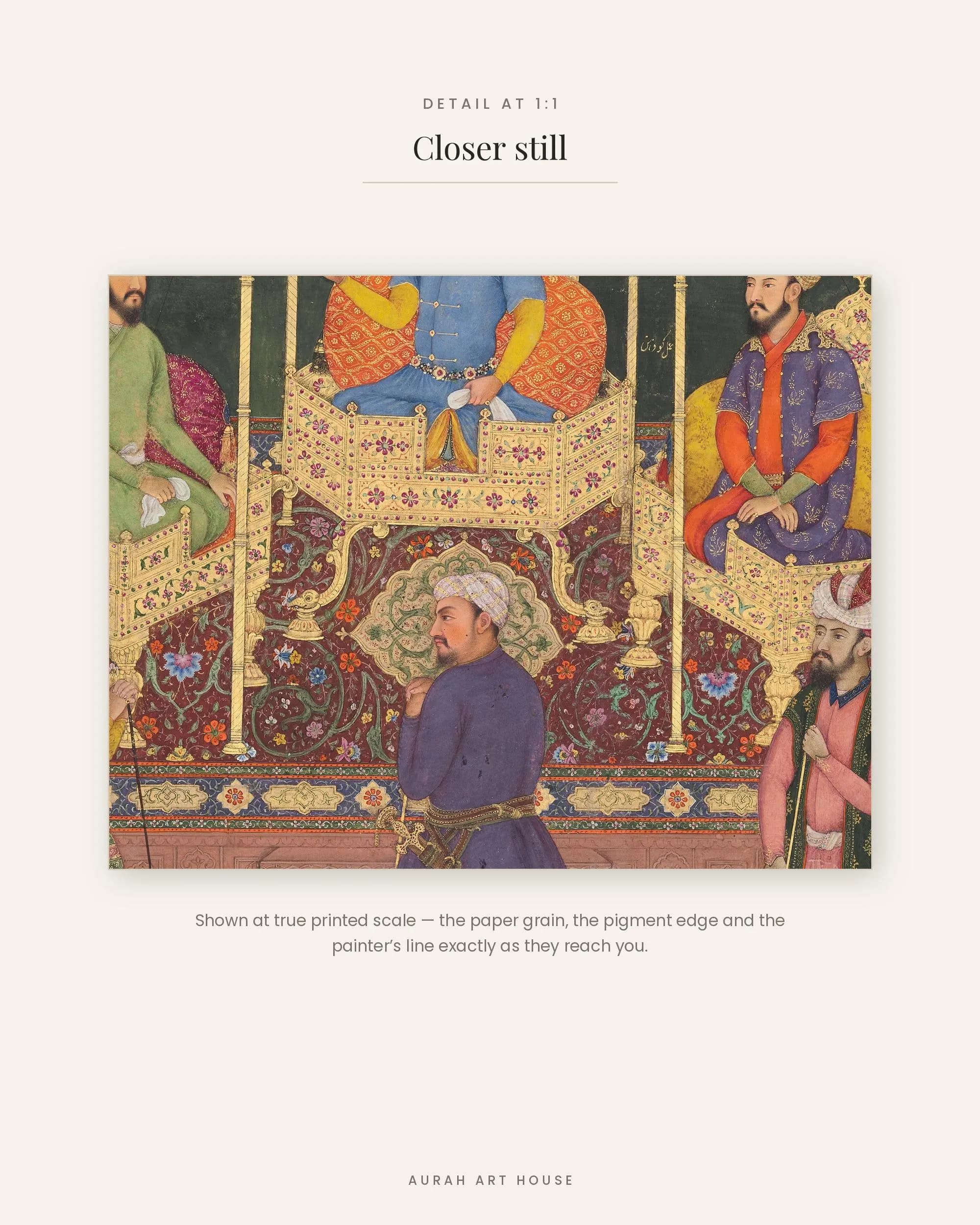 Mughal Emperors Assembly, Indian Miniature Wall Art, Mughal Dynasty Group Portrait, Indian Royal Art Print, Framed Indian Decor - image 3