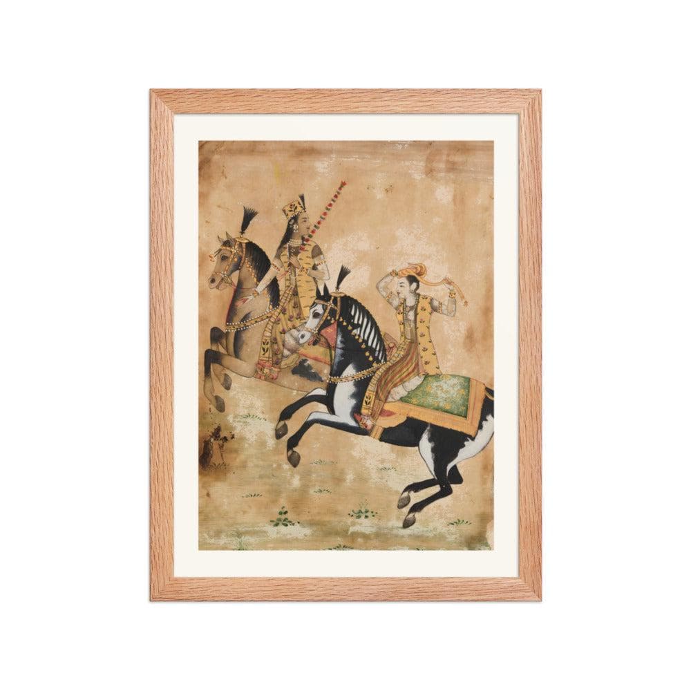 Mughal Romance Prince Princess Riding Painting, Indian Miniature Canvas Print - image 5