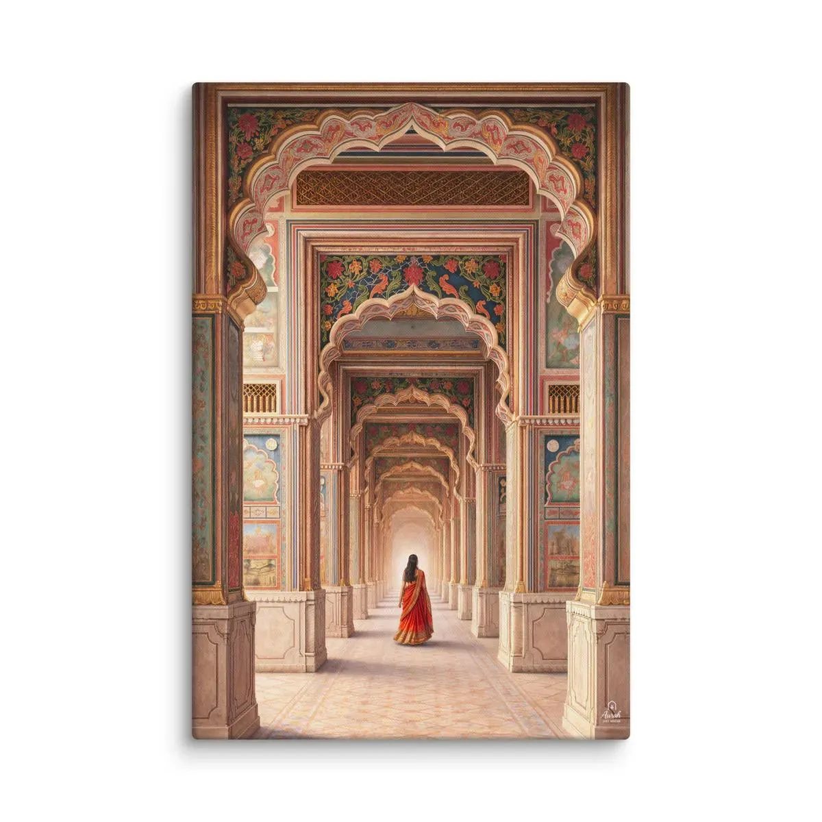 Patrika Gate Jaipur Canvas Art, Mughal Archway, Saree Woman, Indian Decor