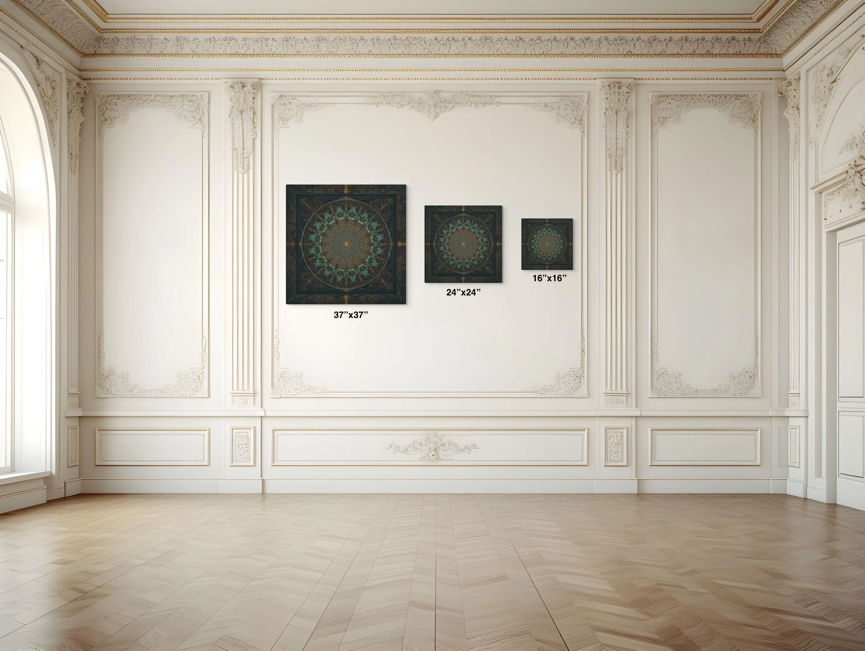 Emerald Green Mughal Mandala Canvas Art, Indian Decor - image 3