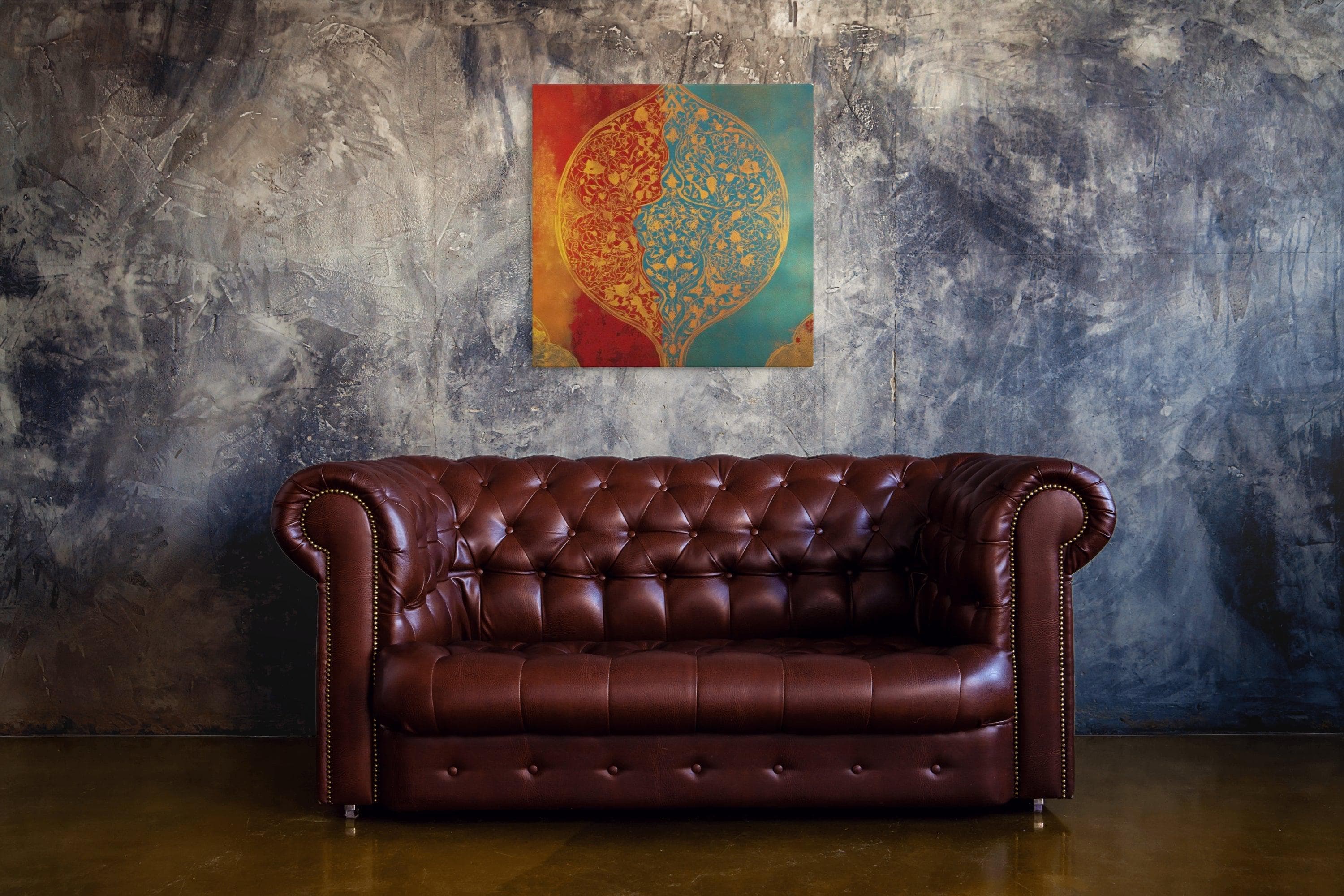 Harmony of Two Worlds Mughal Botanical Canvas Wall Art with Gold Floral Medallion - image 5