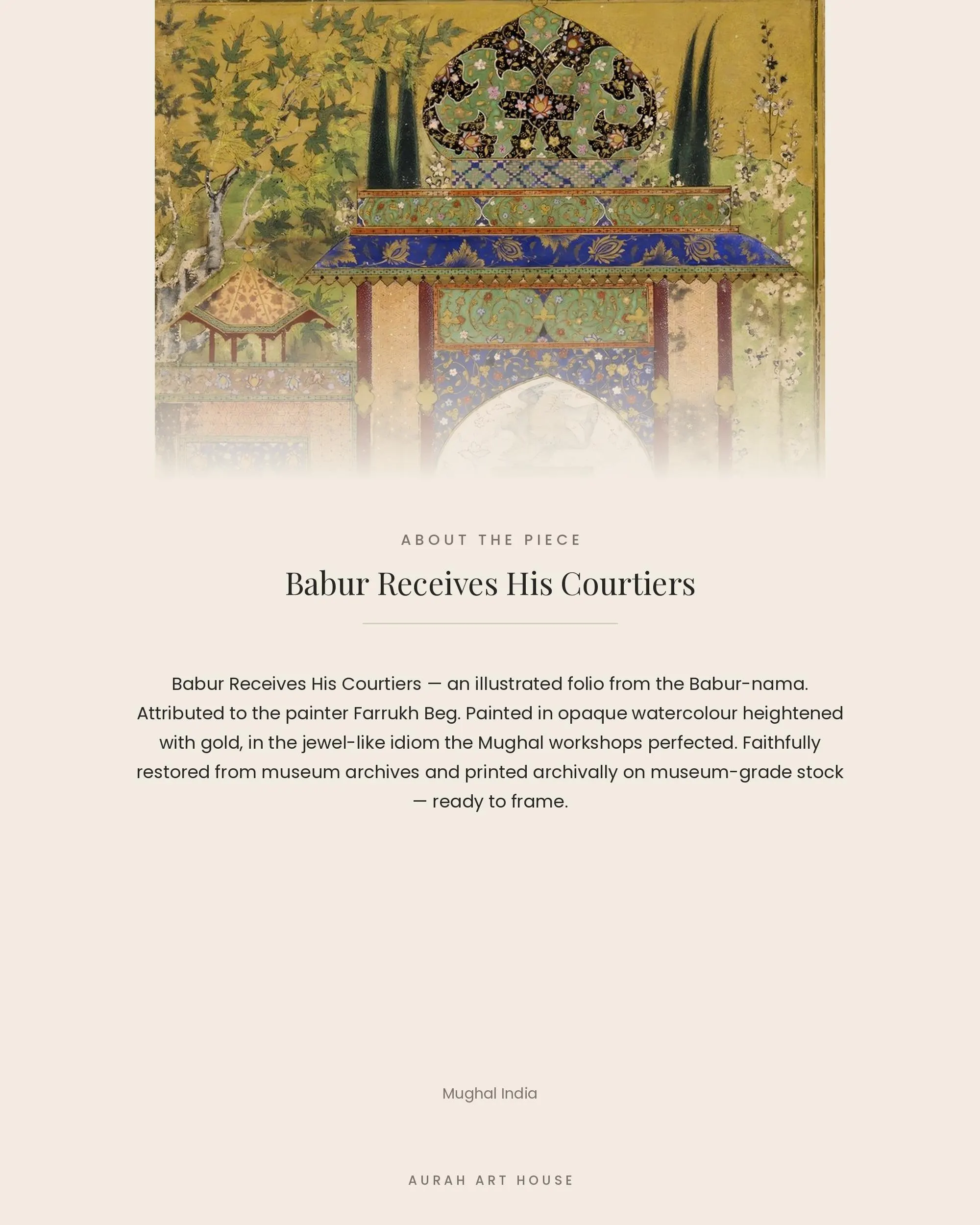 Babur Receives His Courtiers, Baburnama Mughal Wall Art, Indian Miniature by Farrukh Beg, Framed Indian Royal Print - image 3
