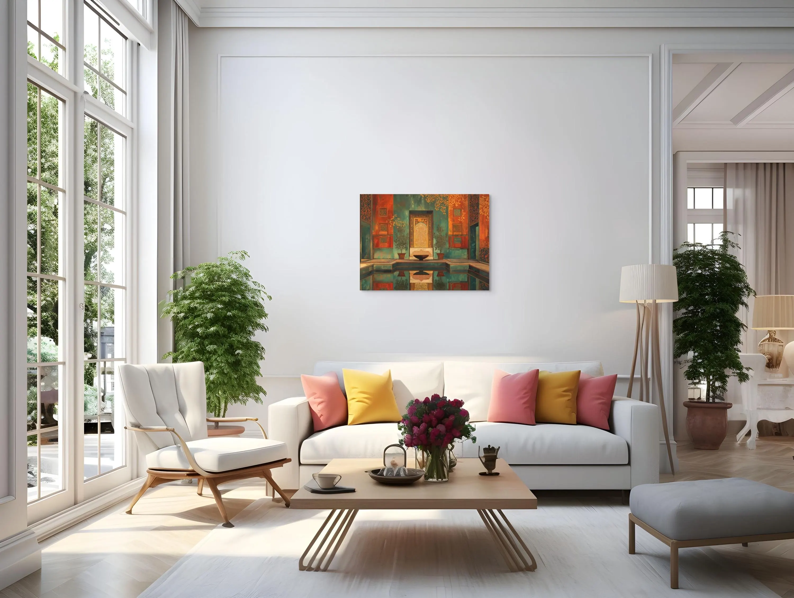 Mughal Architecture Canvas Art, Emerald Pavilion, Indian Palace Wall Decor - image 4
