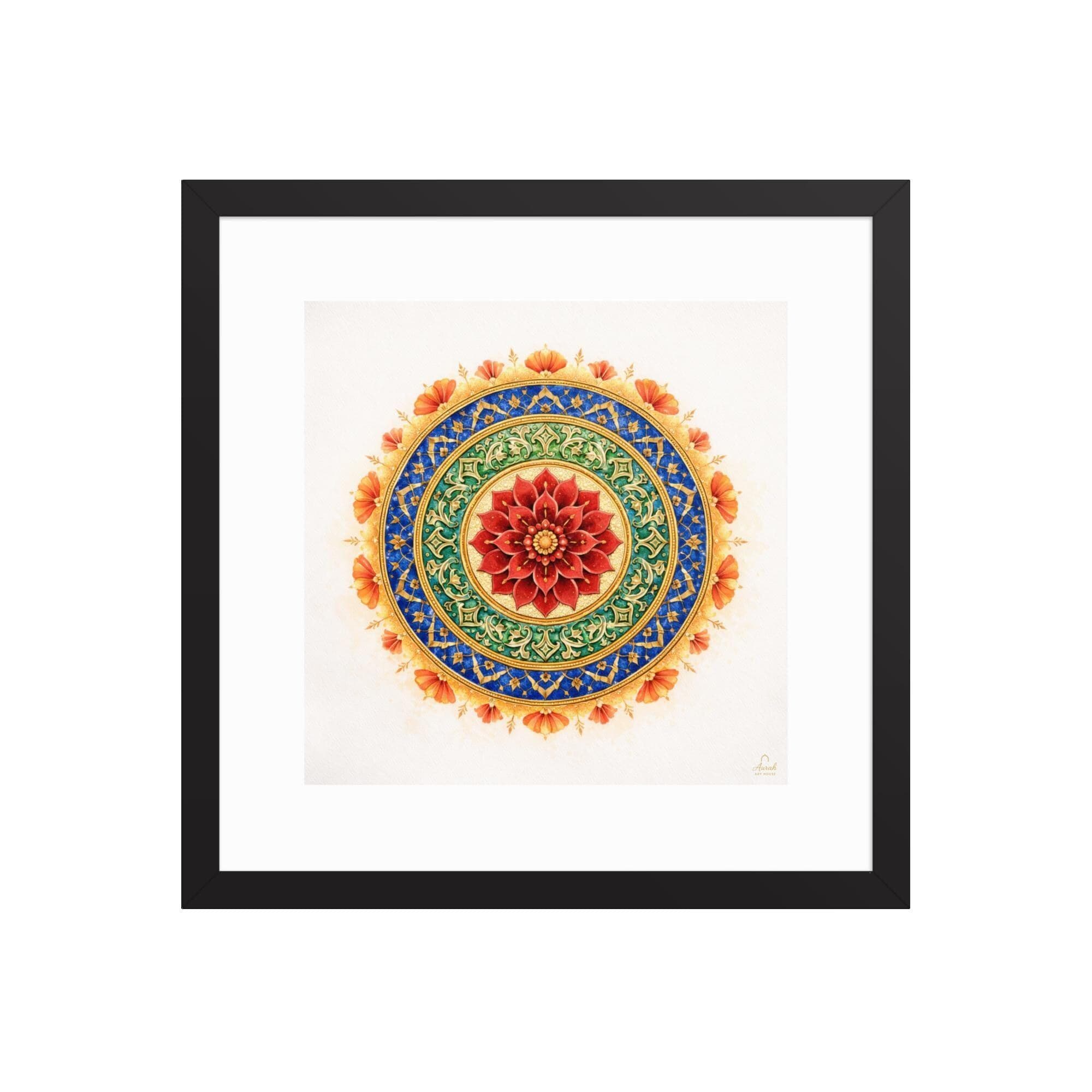 Sacred Lotus Mandala Wall Art Print, Mughal Floral Geometric Decor, Indian Cultural Canvas - image 3