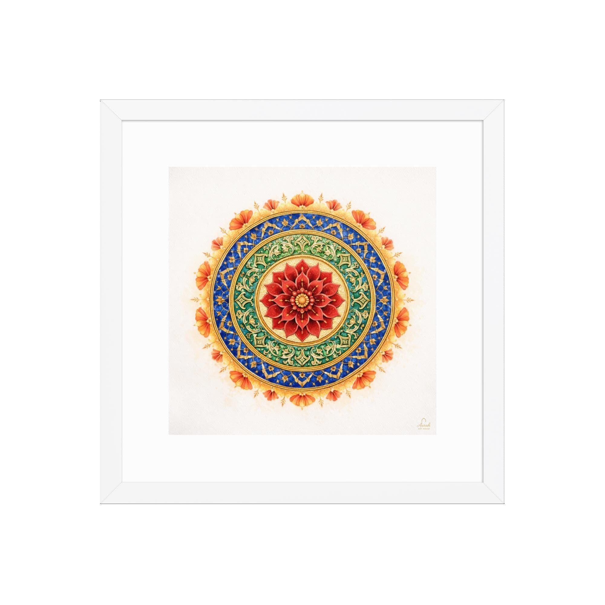 Sacred Lotus Mandala Wall Art Print, Mughal Floral Geometric Decor, Indian Cultural Canvas - image 5