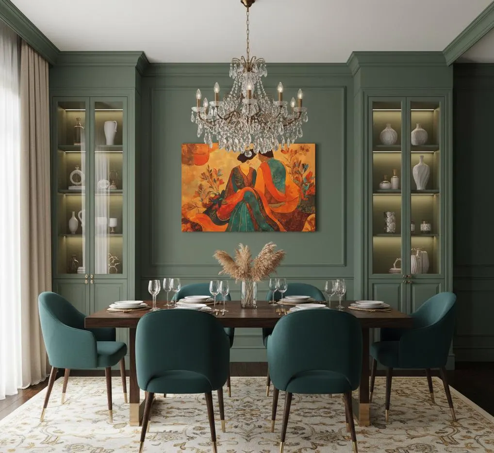 Mughal Romance Canvas – South Asian Love Art, Palace Garden Wall Decor - image 4