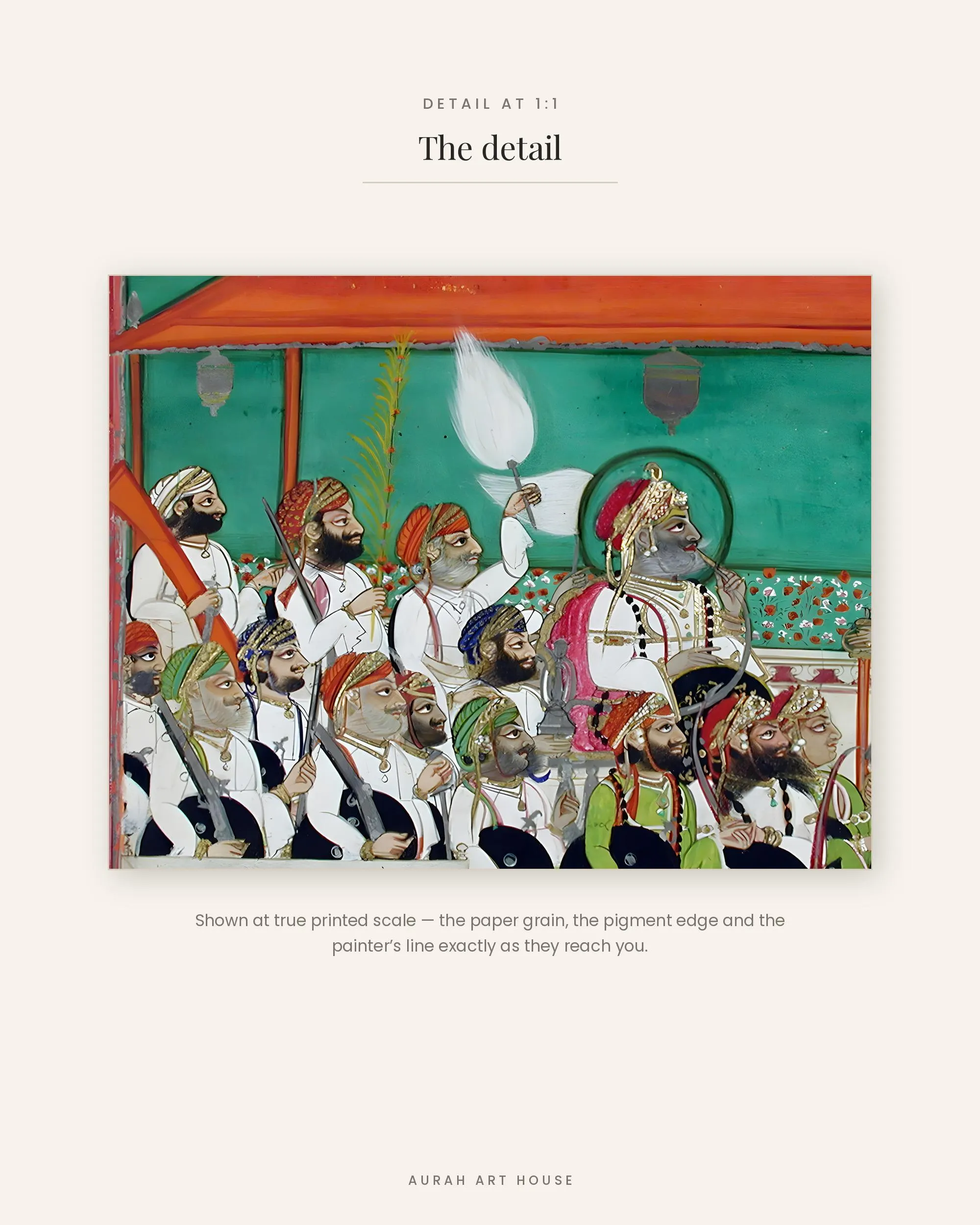 Rajput King Durbar Painting, Indian Miniature Canvas Print, Restored Royal Court Art - image 3