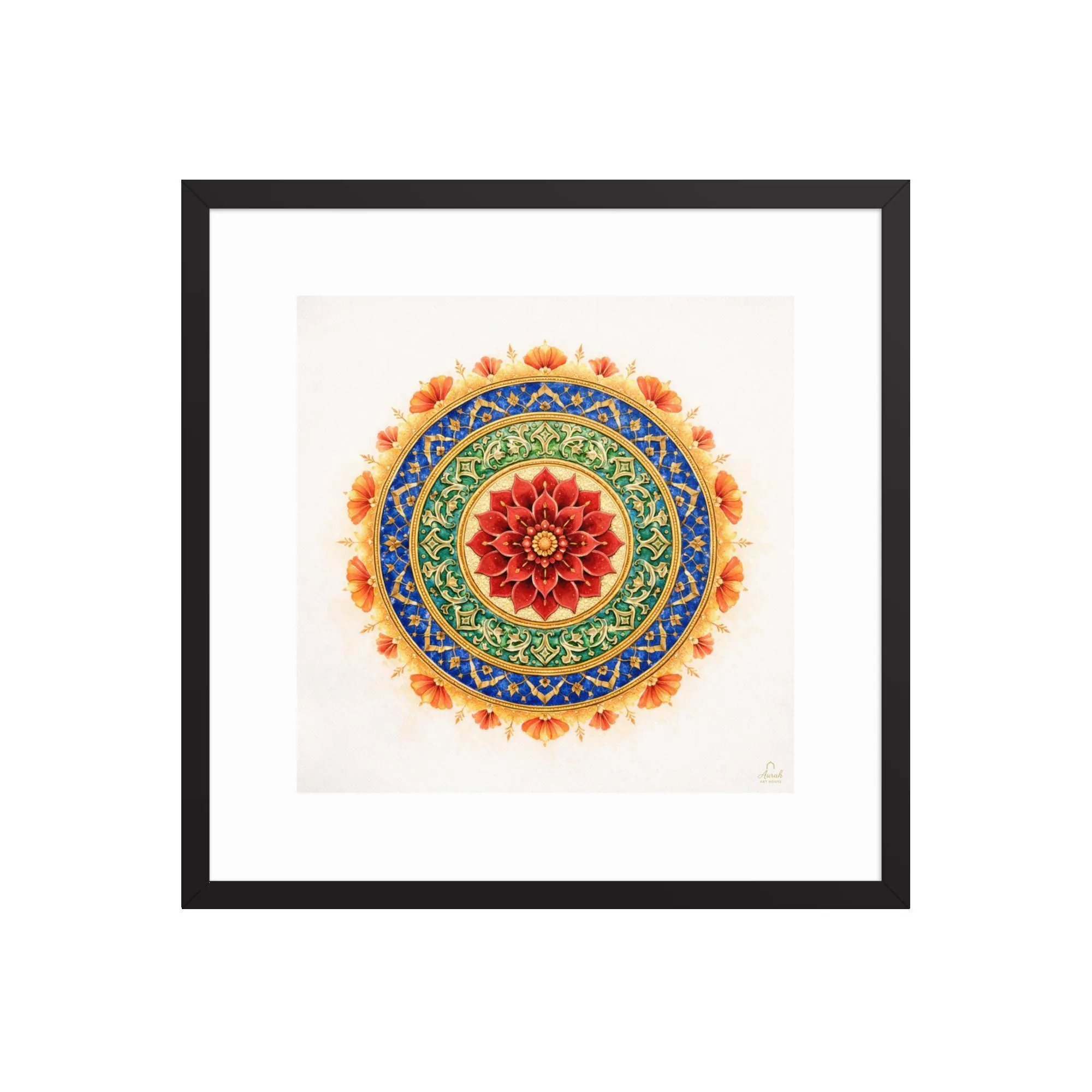 Sacred Lotus Mandala Wall Art Print, Mughal Floral Geometric Decor, Indian Cultural Canvas - image 4