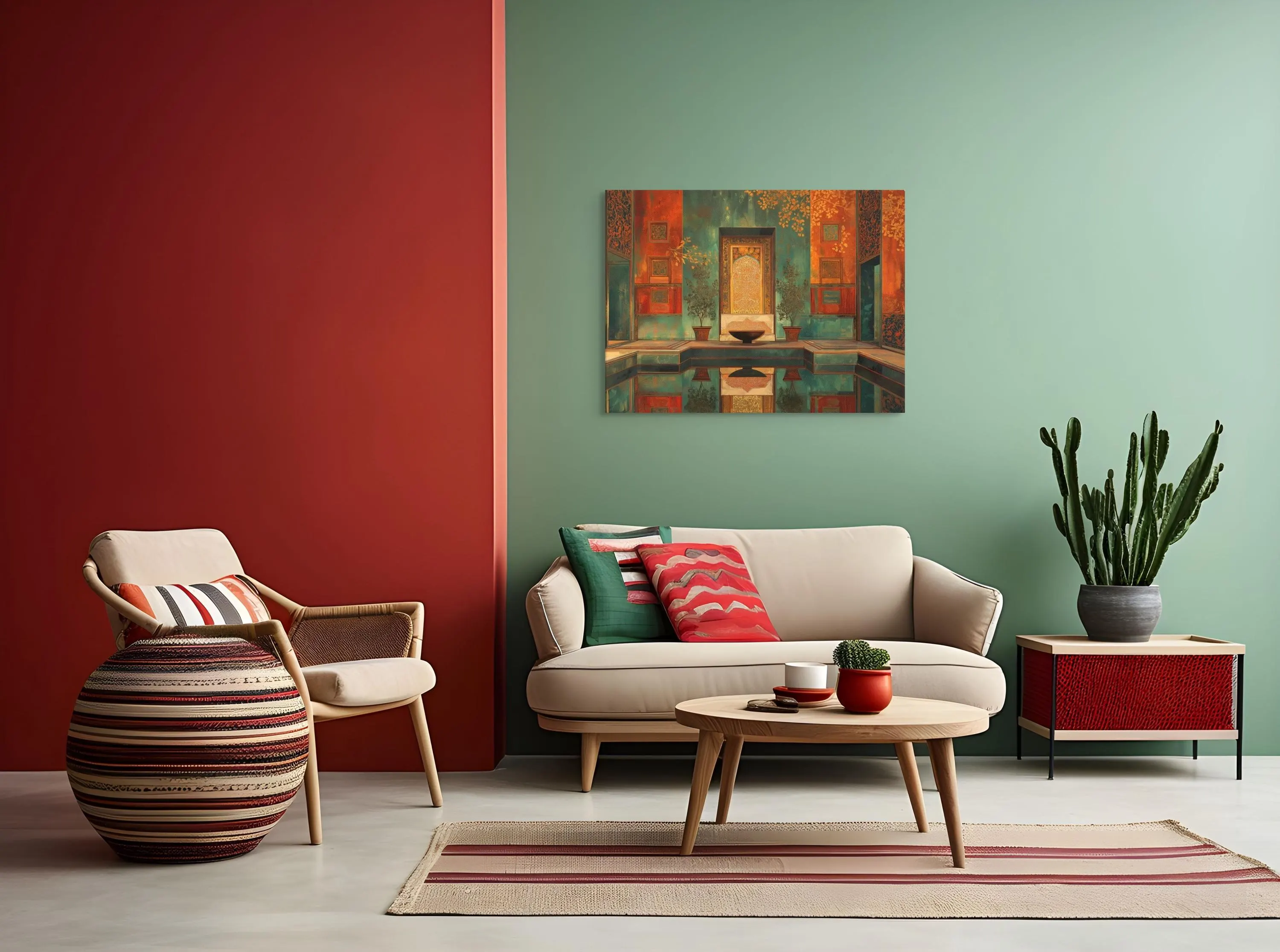 Mughal Architecture Canvas Art, Emerald Pavilion, Indian Palace Wall Decor - image 5
