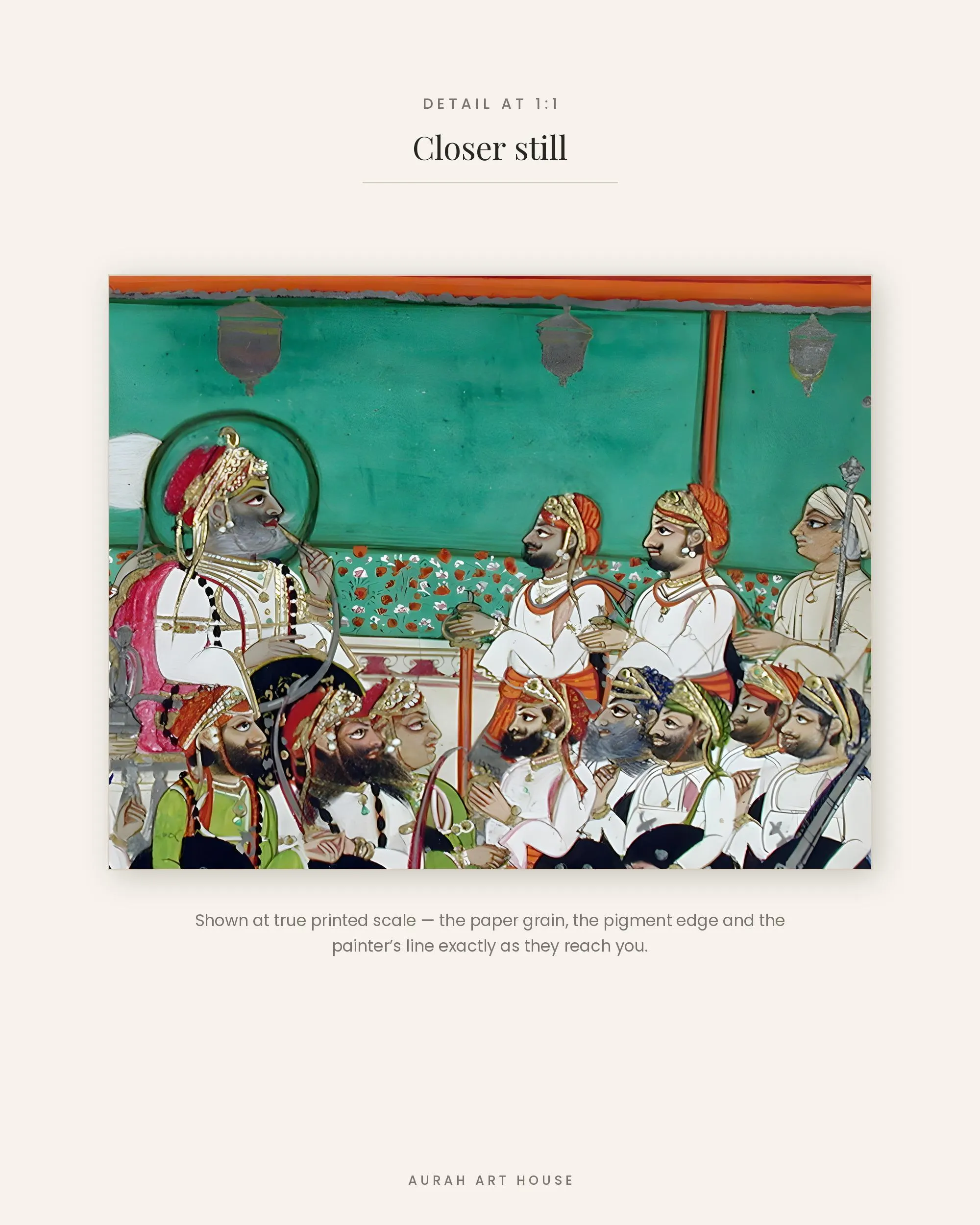 Rajput King Durbar Painting, Indian Miniature Canvas Print, Restored Royal Court Art - image 4