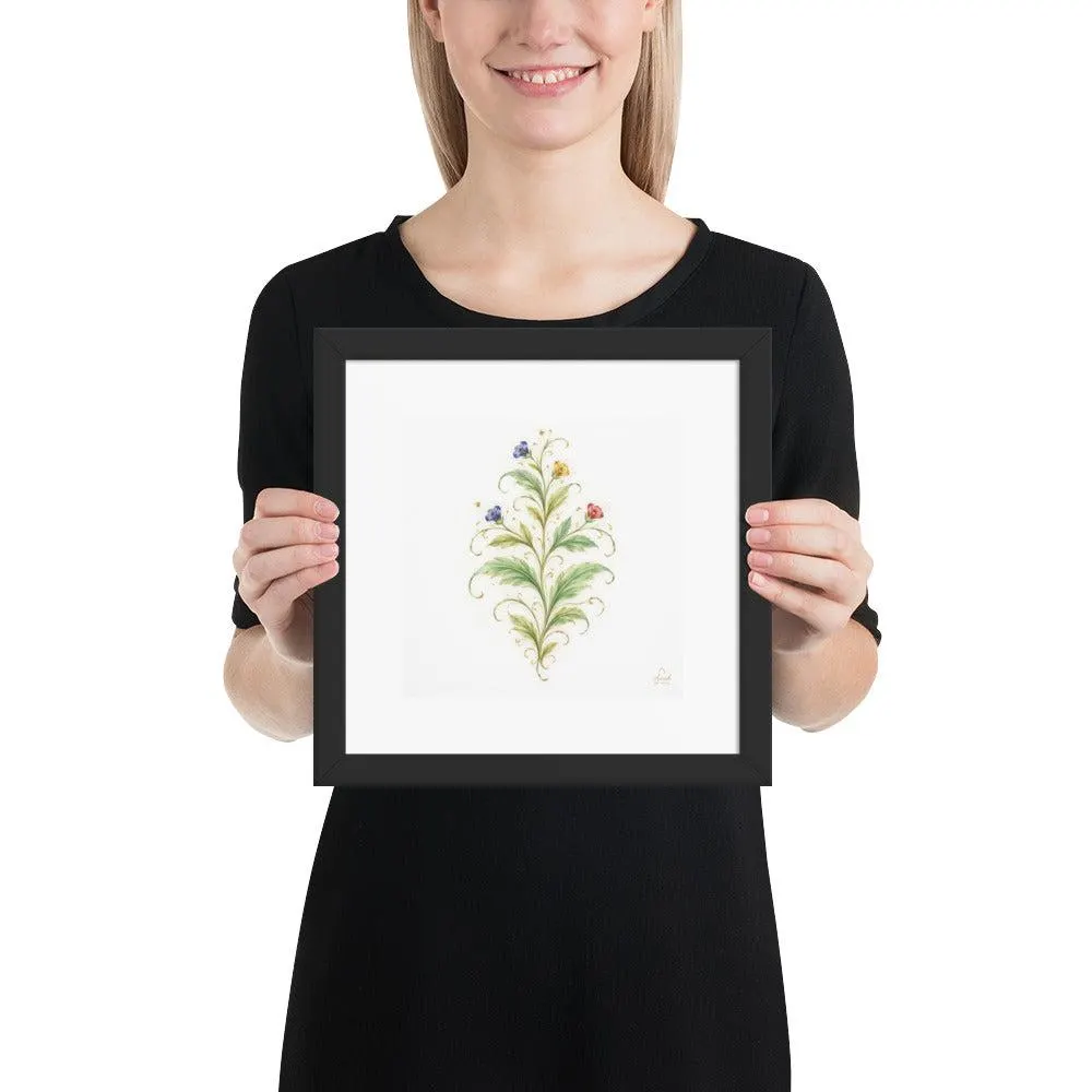 Mughal Floral Wall Art, Arabesque Botanical Print, Indian Decor, Green Gold Blue Red Artwork - image 4
