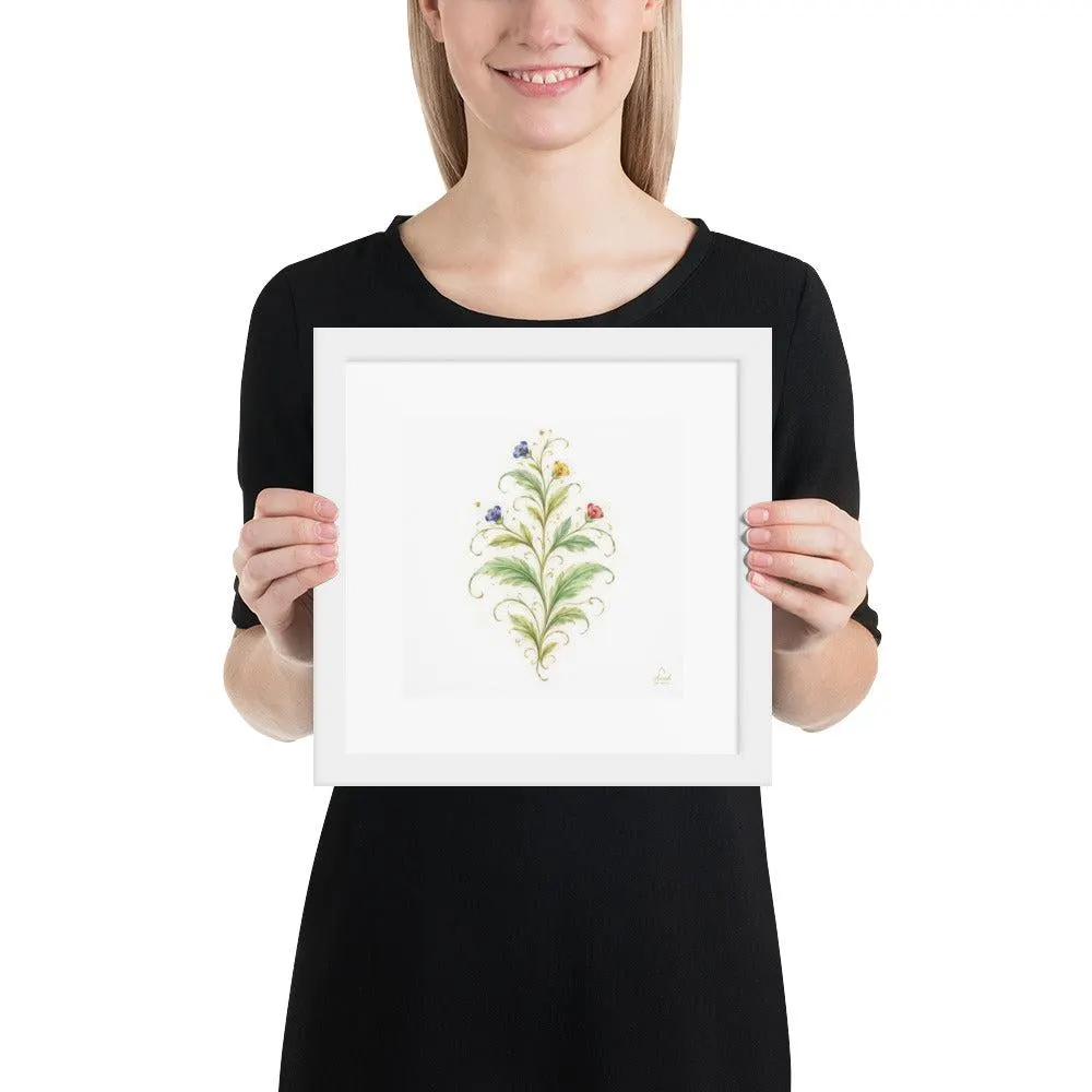 Mughal Floral Wall Art, Arabesque Botanical Print, Indian Decor, Green Gold Blue Red Artwork - image 5
