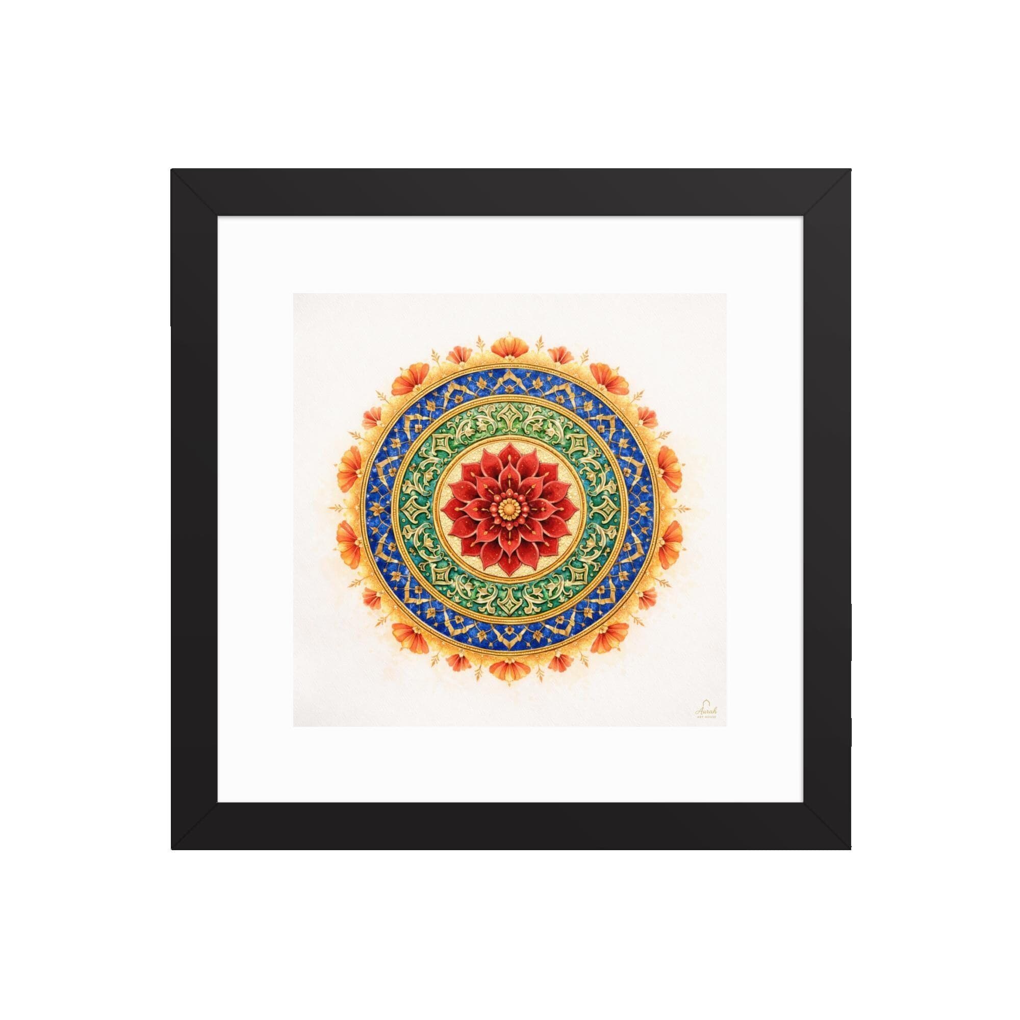 Sacred Lotus Mandala Wall Art Print, Mughal Floral Geometric Decor, Indian Cultural Canvas - image 2
