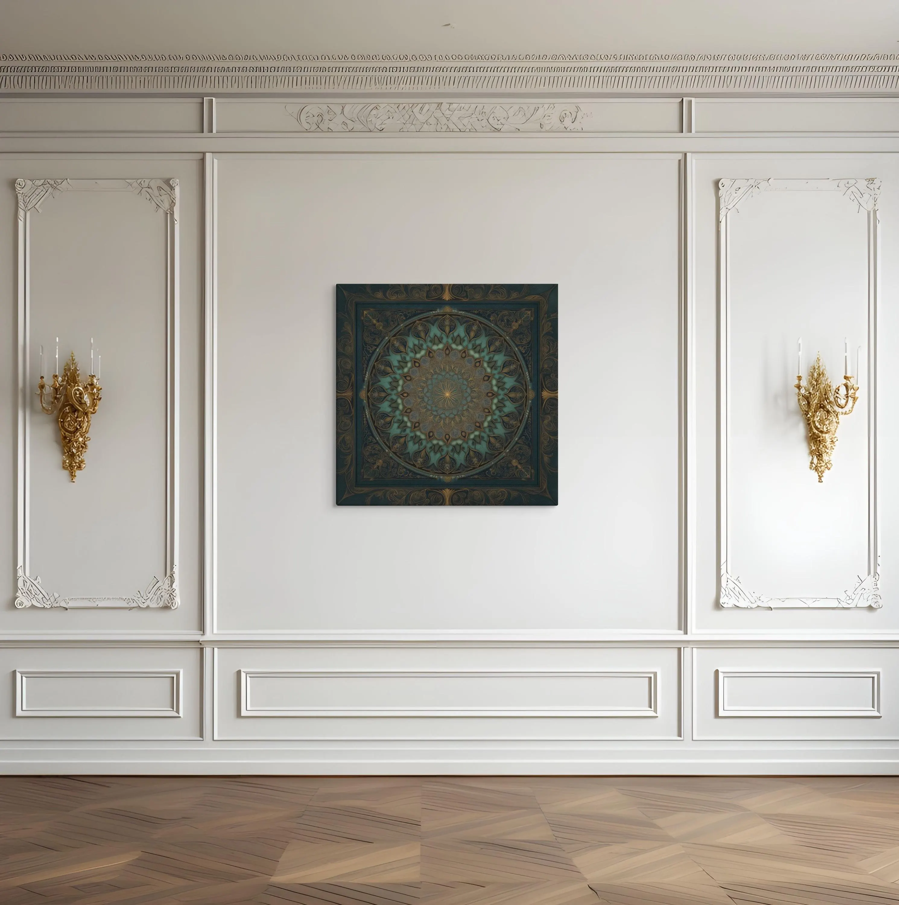 Emerald Green Mughal Mandala Canvas Art, Indian Decor - image 4