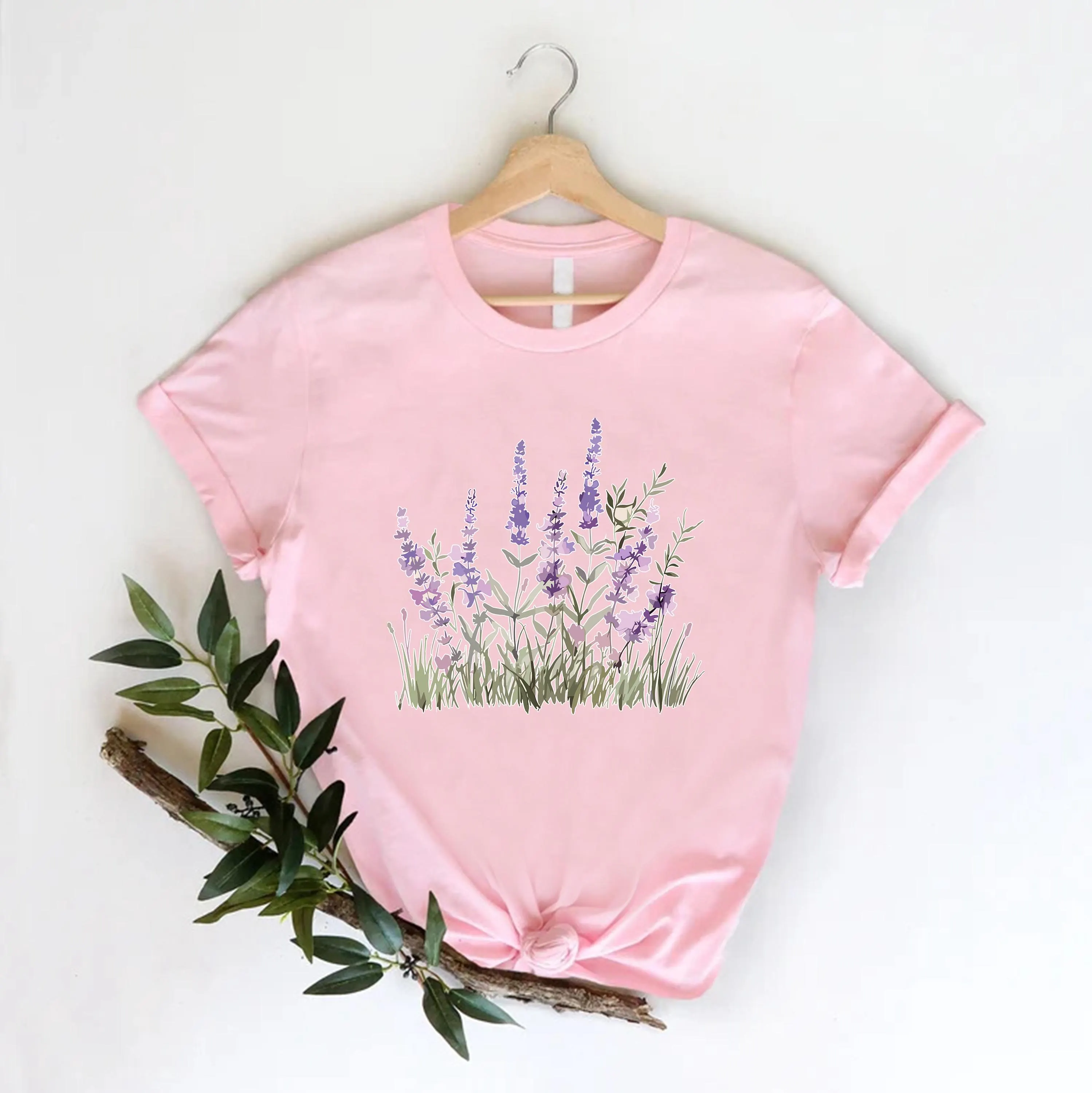 Lavender Flower Shirt, Botanical Wildflower Tee, Cottagecore Floral Graphic T-Shirt - image 5