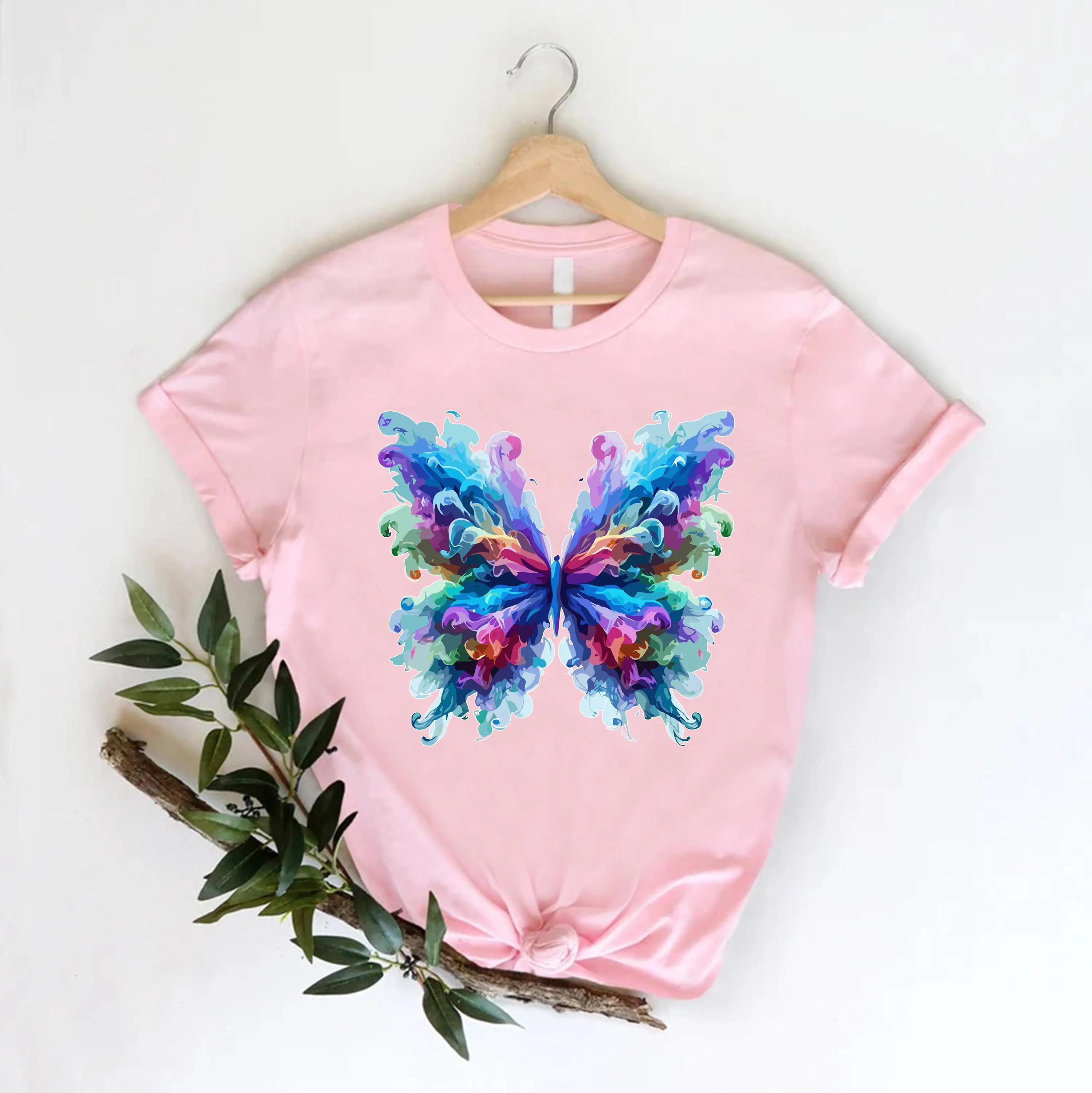Colorful Butterfly Shirt, Watercolor Butterfly Graphic Tee - image 5