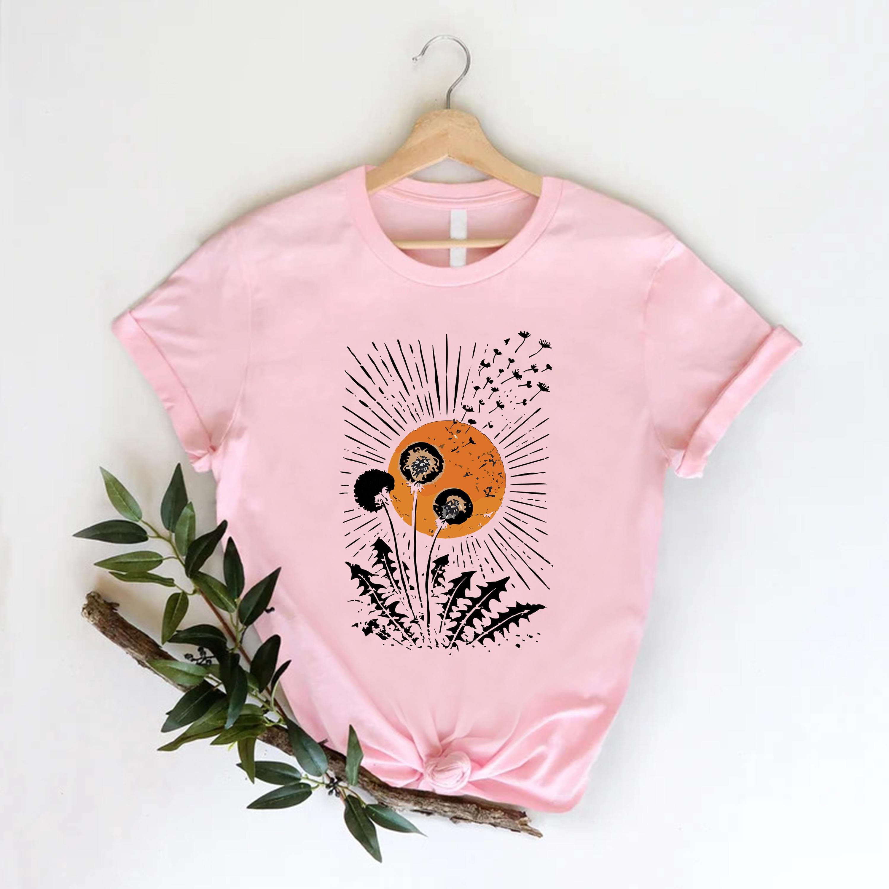 Boho Dandelion Shirt, Nature Inspired Sun Graphic Tee, Wildflower Botanical T-Shirt - image 5