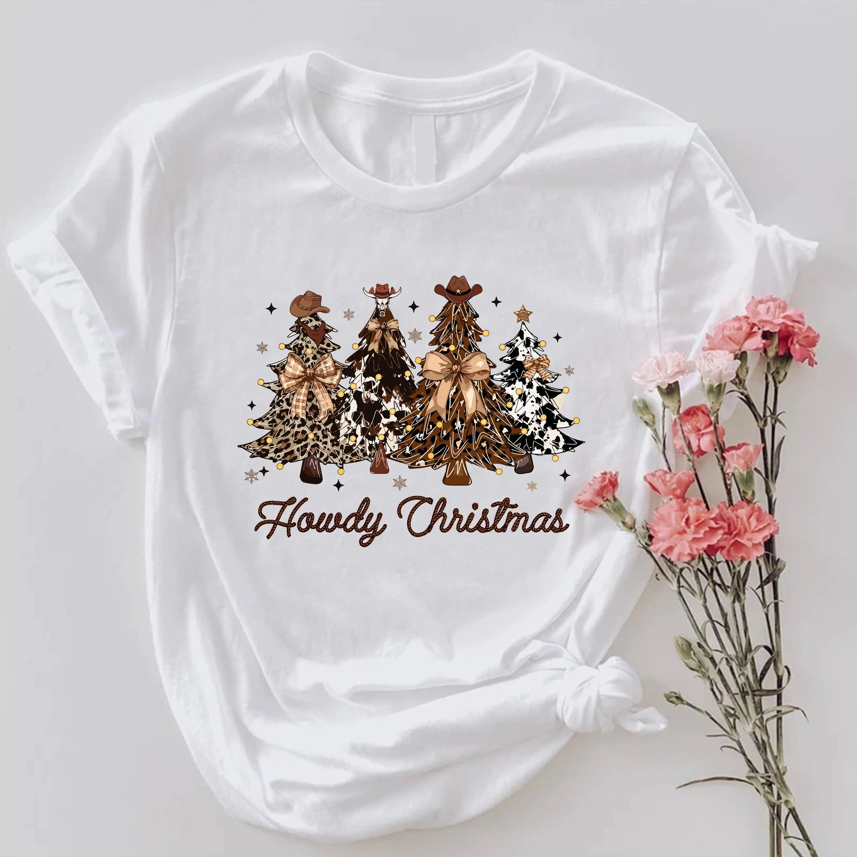 Western Christmas Shirt,Cowgirl Holiday Tee,Country Xmas Tree Gift