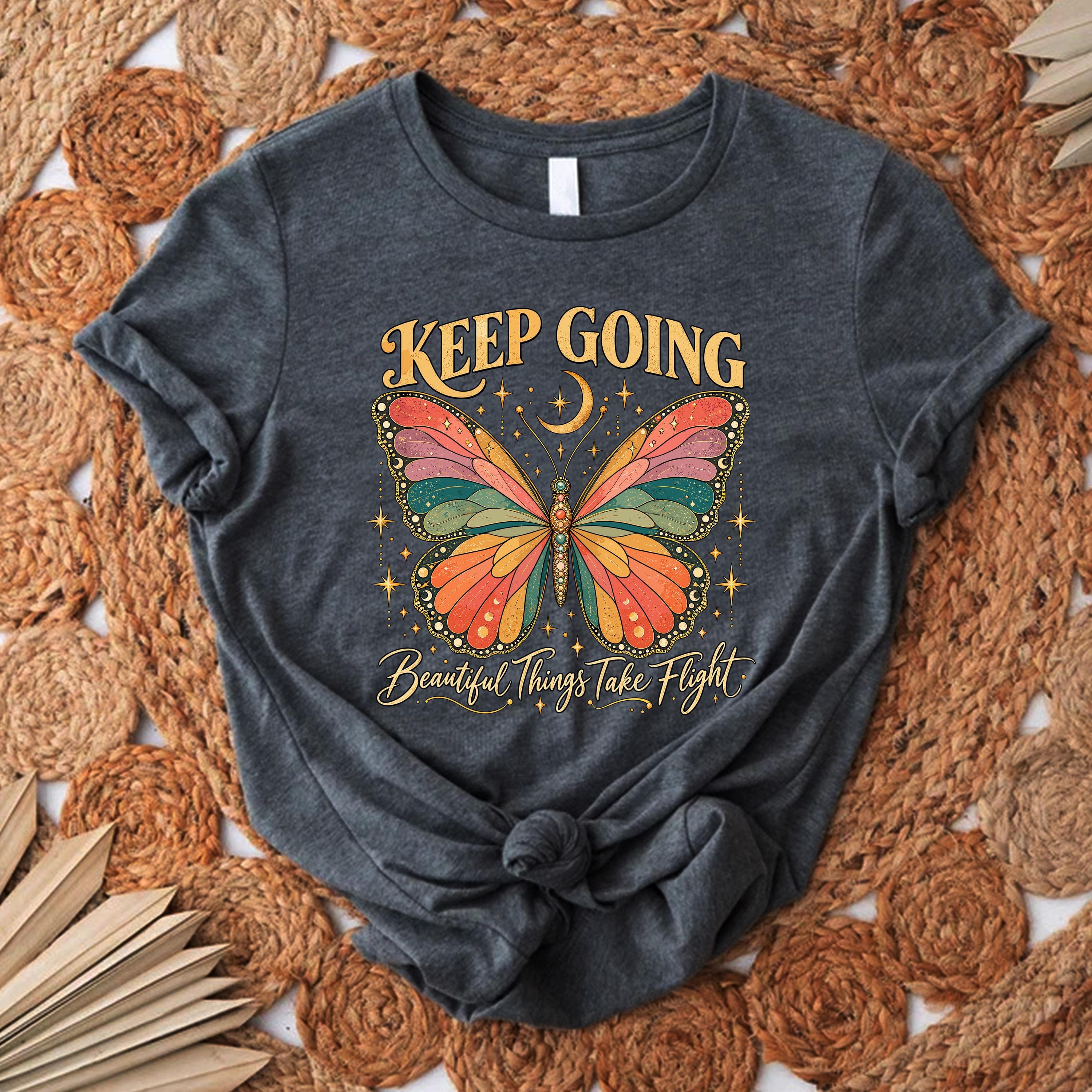 Retro Butterfly Shirt,Boho Celestial Tee,Inspirational Gift For Her