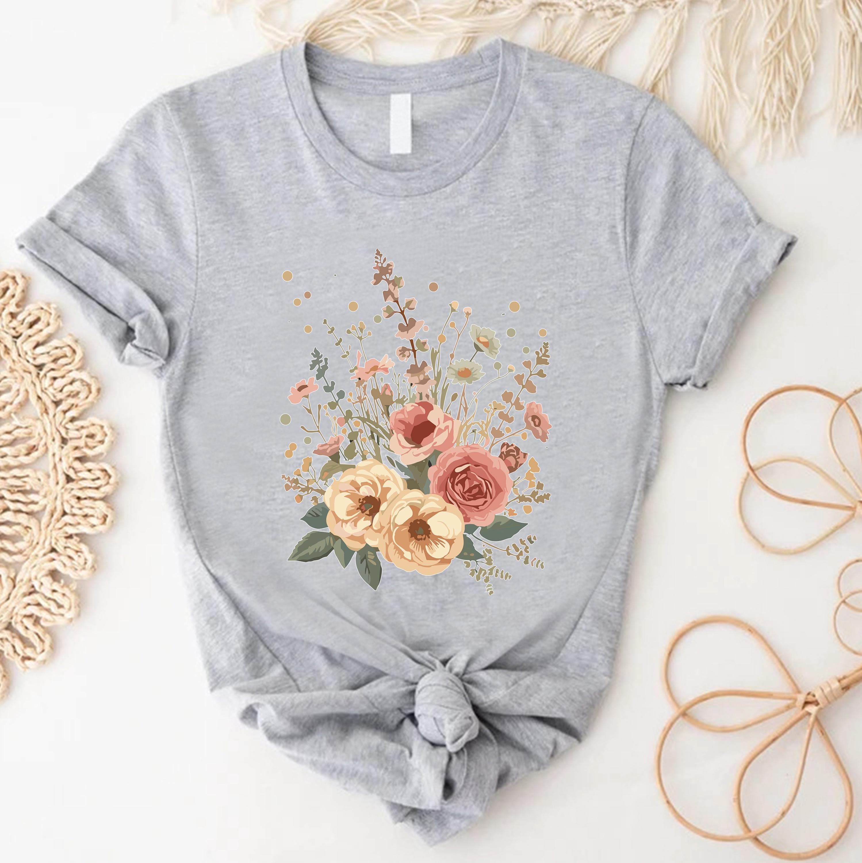 Vintage Floral Bouquet Shirt, Cottagecore Flower Tee, Wildflower Graphic T Shirt - image 5