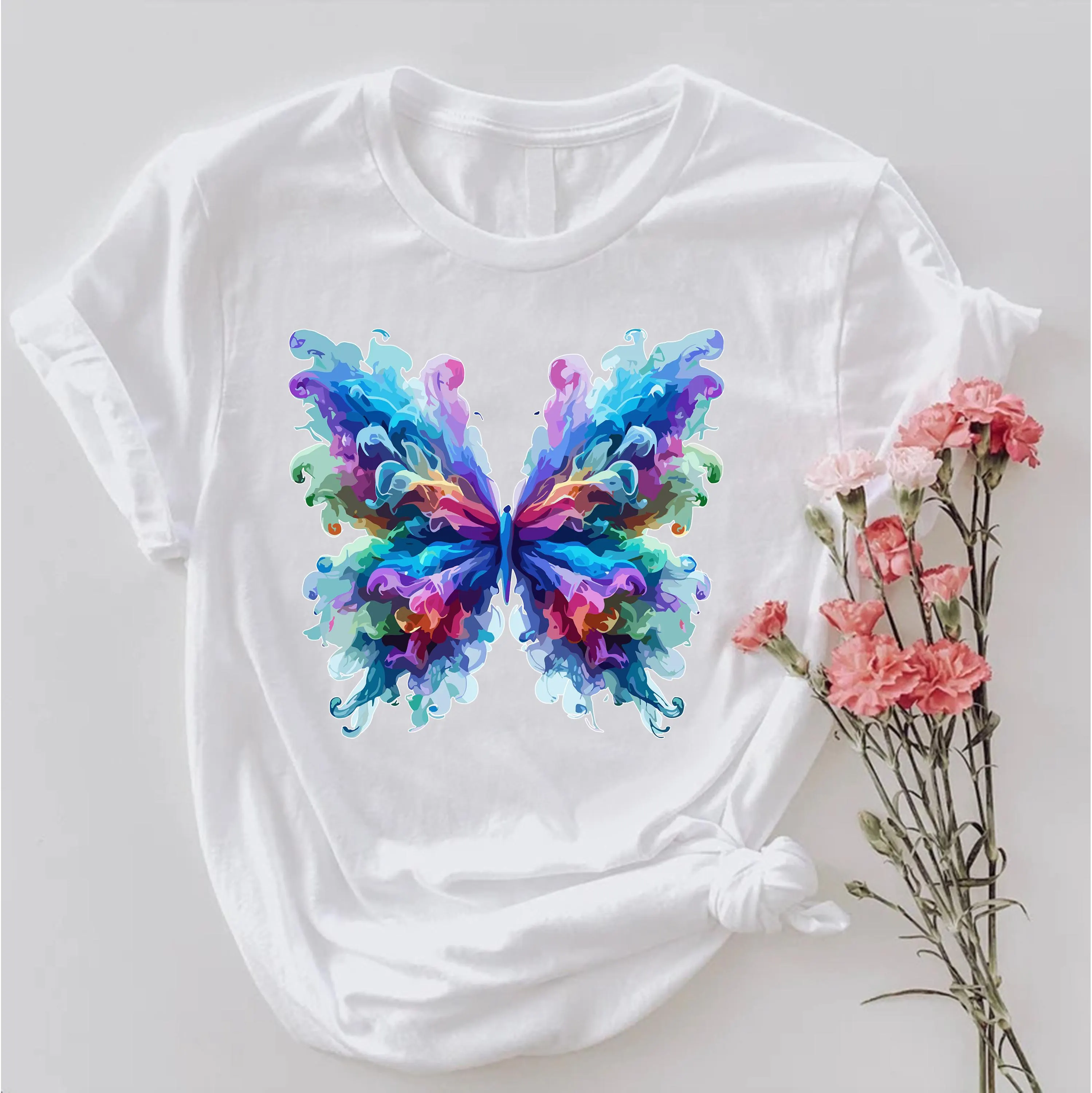 Colorful Butterfly Shirt, Watercolor Butterfly Graphic Tee