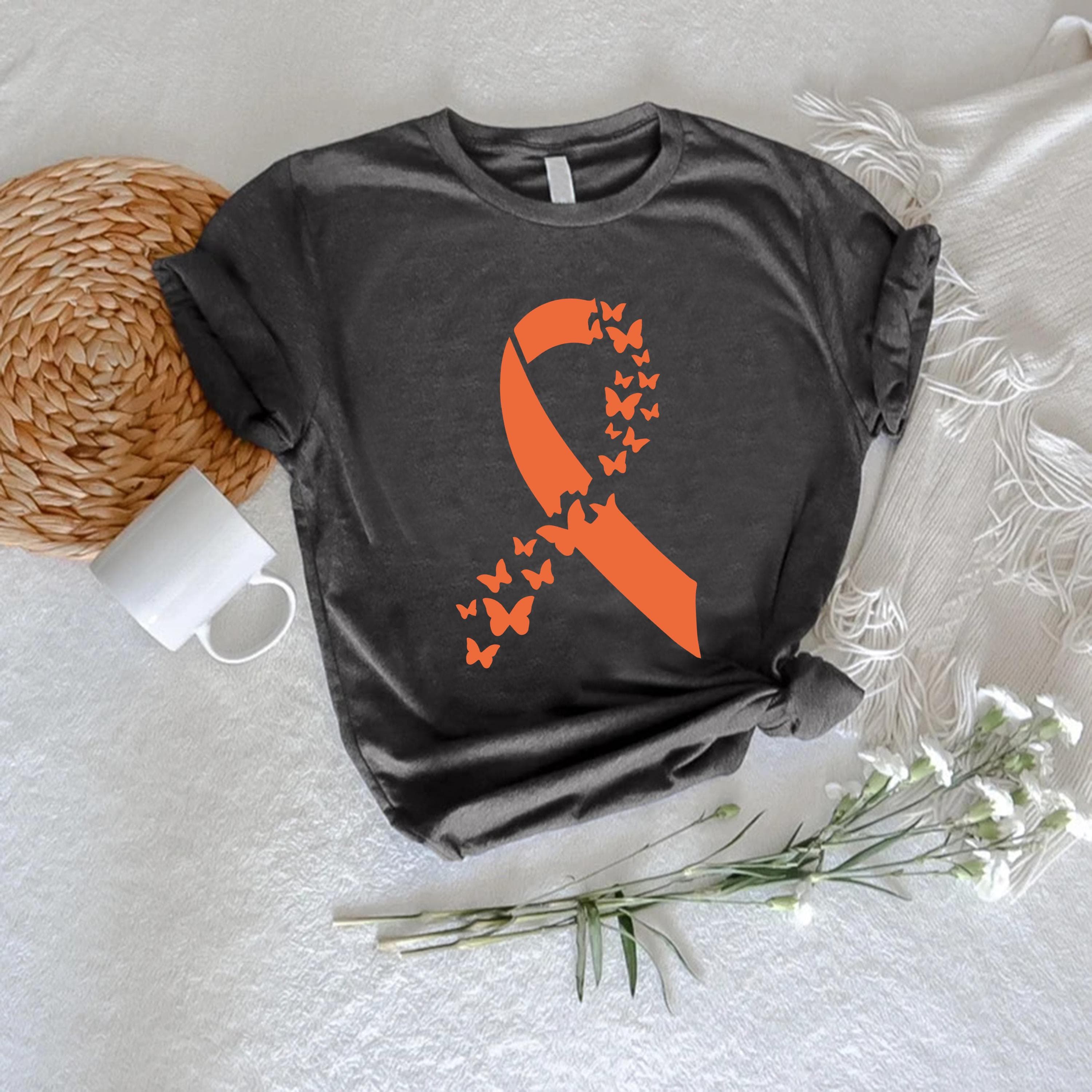 Orange Ribbon Butterfly T-Shirt: Awareness Support Tee - image 5