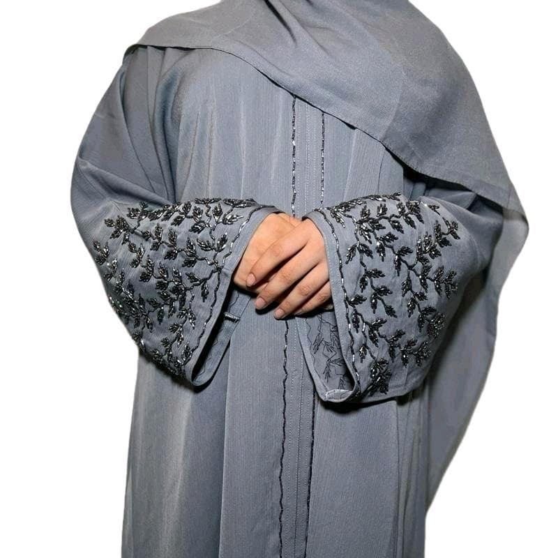 Embellished Riya Abaya 3-Piece Set: Party Wear, Red Gold Design - image 3