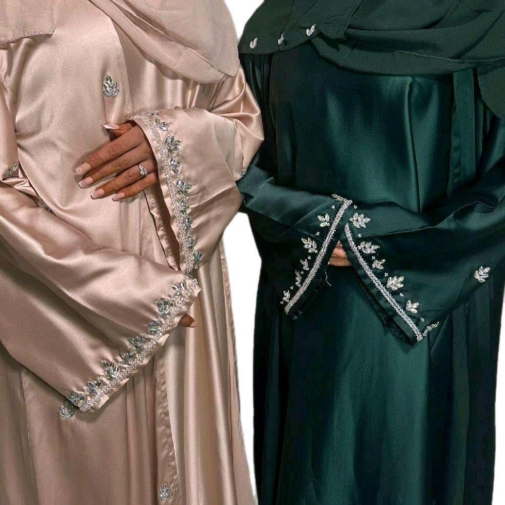 Elegant Amani Abaya Set: Black Outer Abaya with Gold Beads - image 4