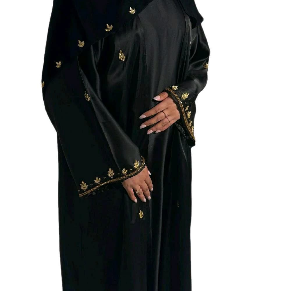 Elegant Amani Abaya Set: Black Outer Abaya with Gold Beads - image 2