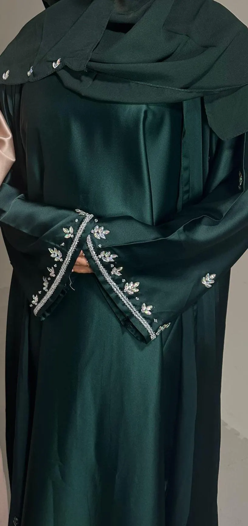 Elegant Amani Abaya Set: Black Outer Abaya with Gold Beads - image 5