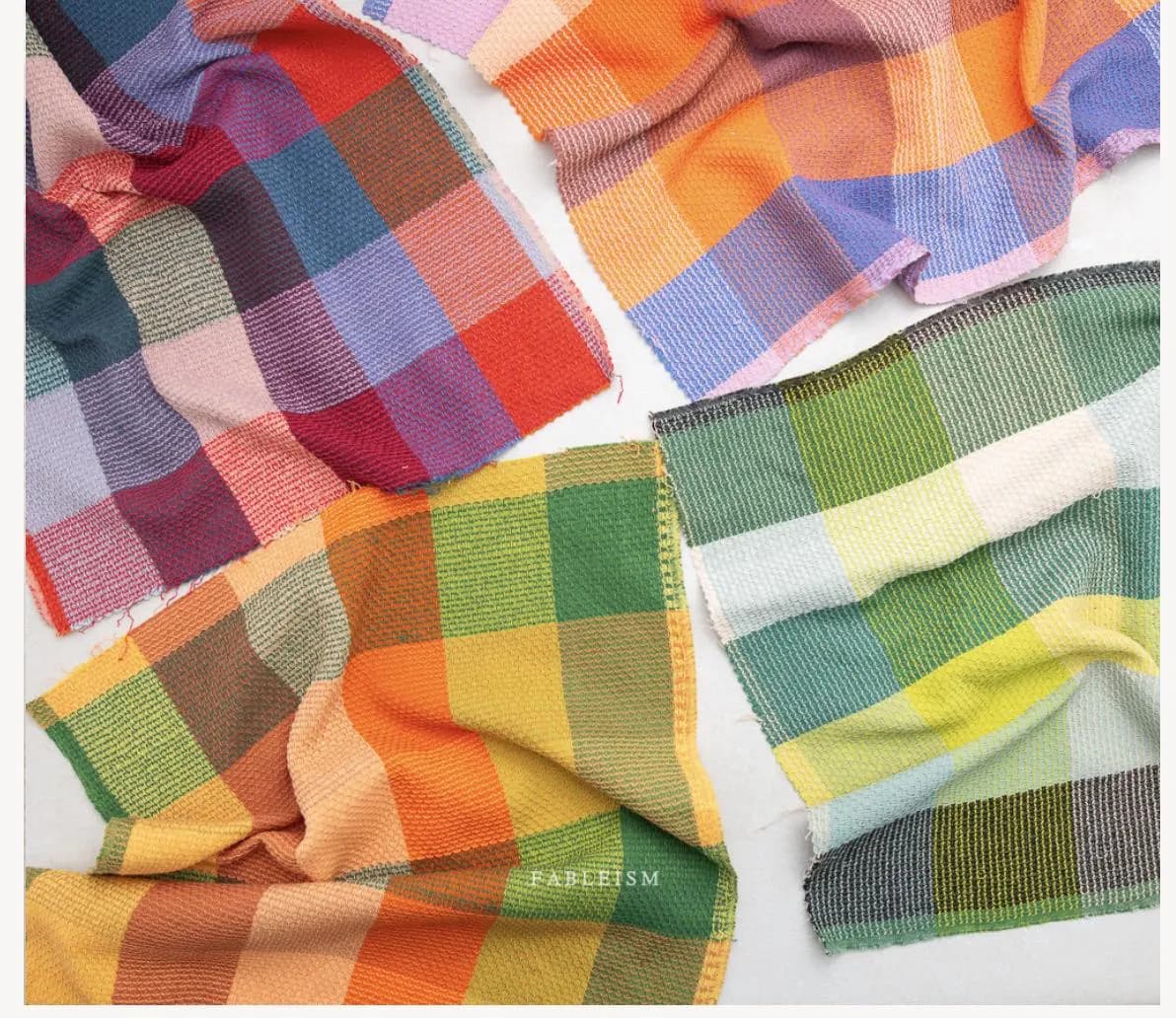 Waffle Happy Checkers in Sorbet | Fableism | 26-8129 | sold by 1/4 yard, cut continuous - image 4