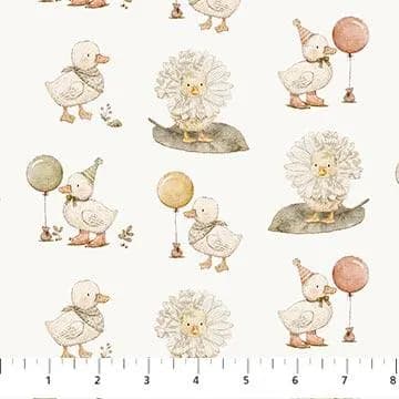Tiny Waddles | Ducks in Cream | Figo Fabrics | 26-760 | sold by 1/4 yard, cut continuous