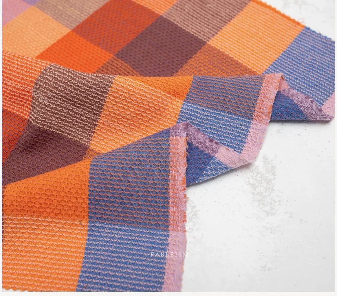 Waffle Happy Checkers in Sorbet | Fableism | 26-8129 | sold by 1/4 yard, cut continuous - image 3
