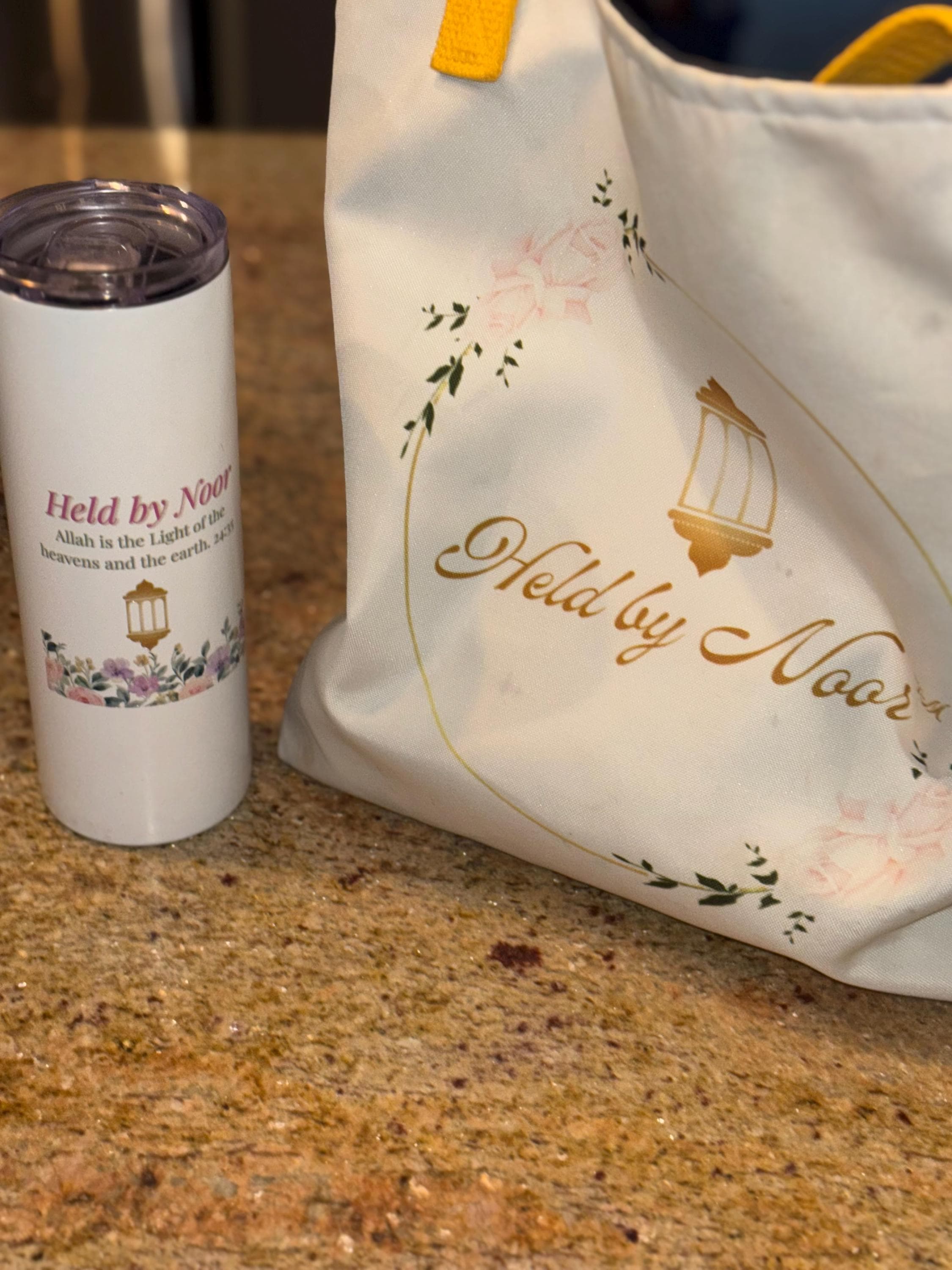 Islamic Tote Bag, Floral Lantern Design, Muslim Gift, Reusable Book Bag - image 2