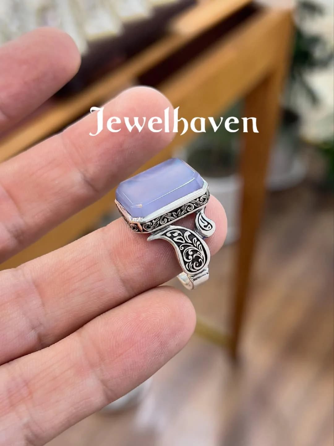 Men's Purple Agate Statement Ring | 925 Sterling Silver Cabochon Original Aqeeq | Beautiful Engraving