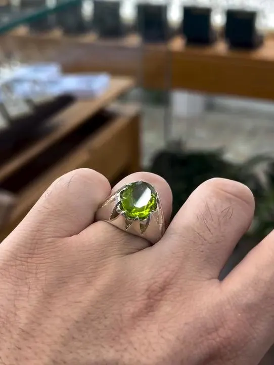 925 Sterling Silver Peridot Ring: Handmade Gemstone Band Jewelry | Natural Peridot - image 3