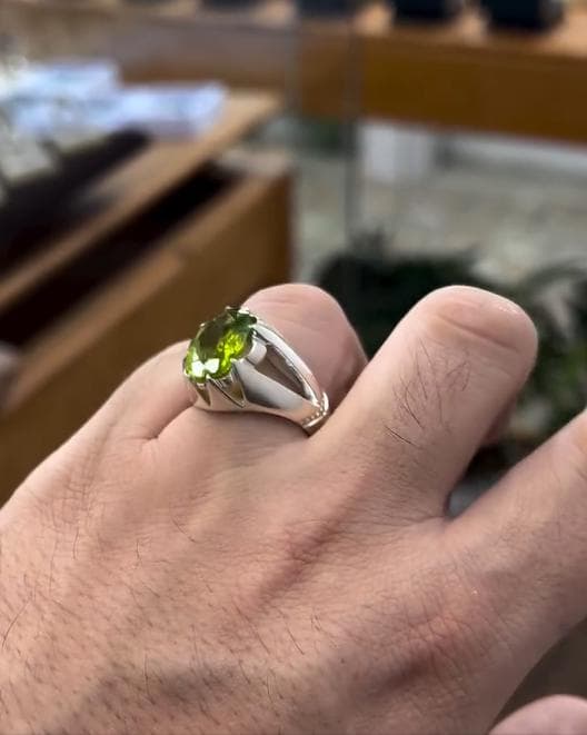 925 Sterling Silver Peridot Ring: Handmade Gemstone Band Jewelry | Natural Peridot - image 5
