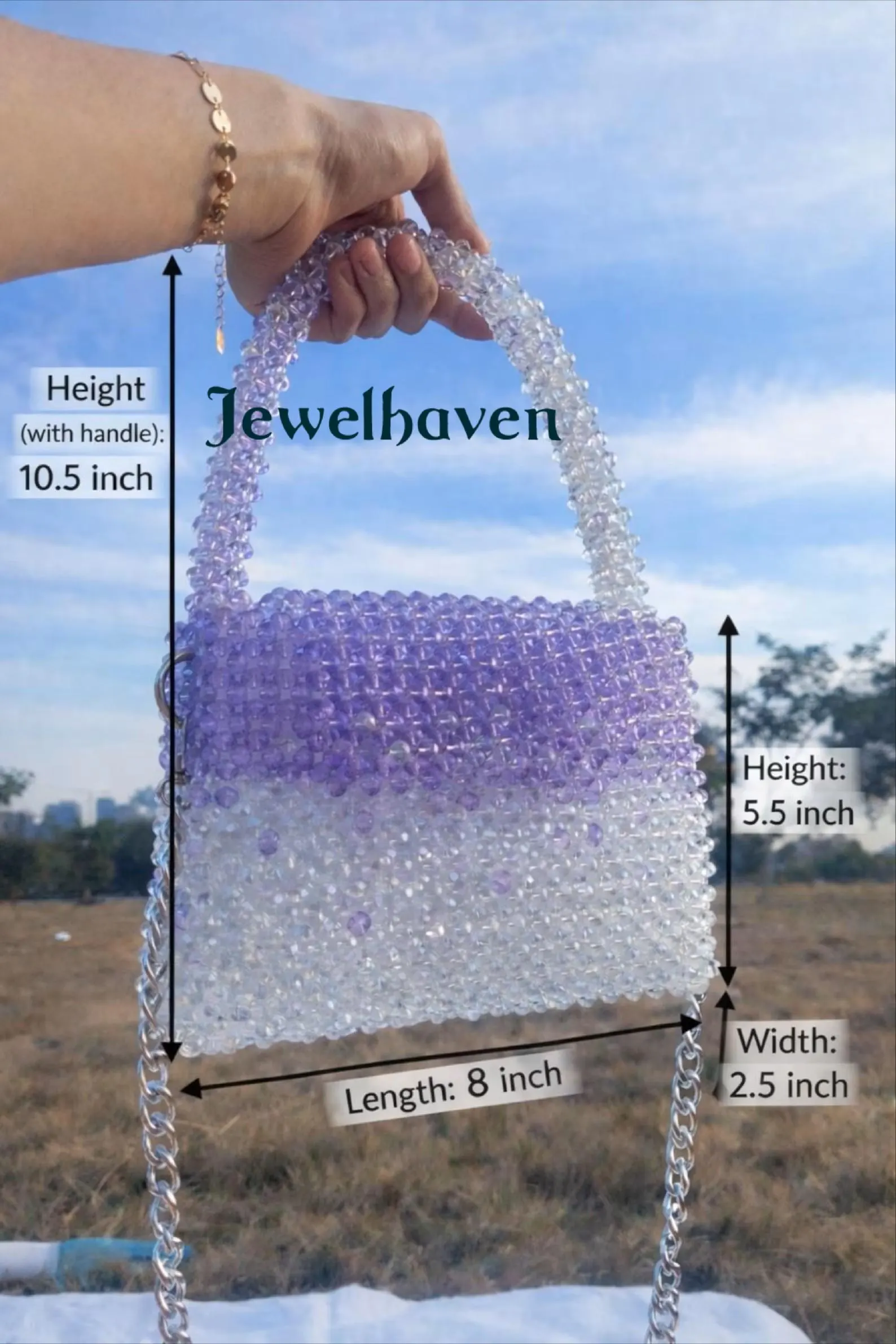 Handmade Beaded Bag, Elegant Clutch, Wedding Party Evening Gift with Golden Chain, Gift - image 4