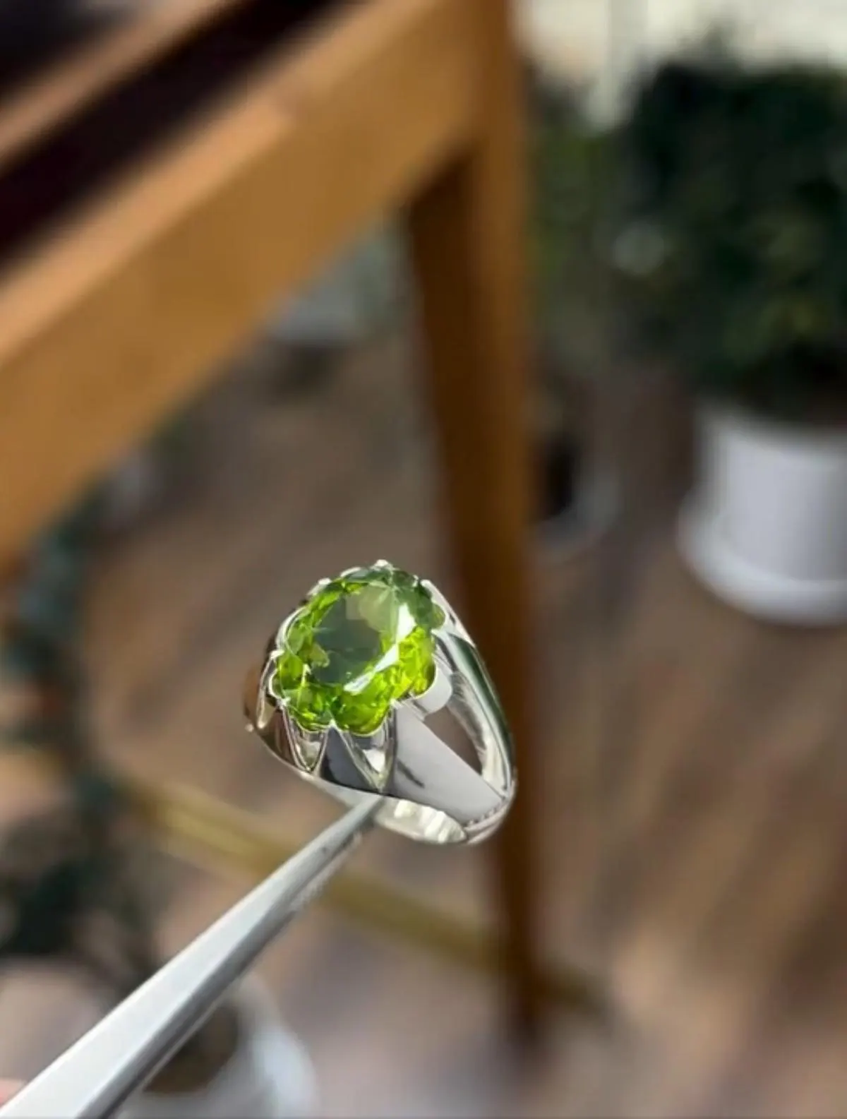 925 Sterling Silver Peridot Ring: Handmade Gemstone Band Jewelry | Natural Peridot
