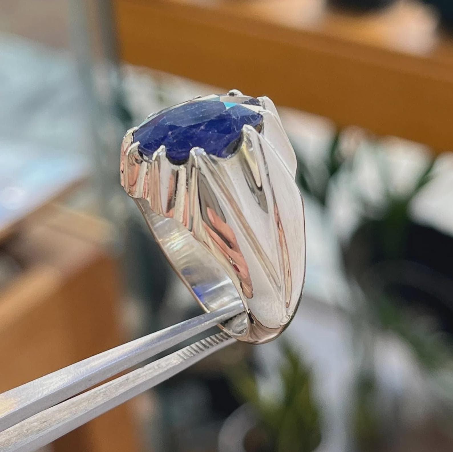 Handmade Oval Blue Sapphire Sterling Silver Ring, 925 Silver, Birthday and Anniversary Gift - image 4