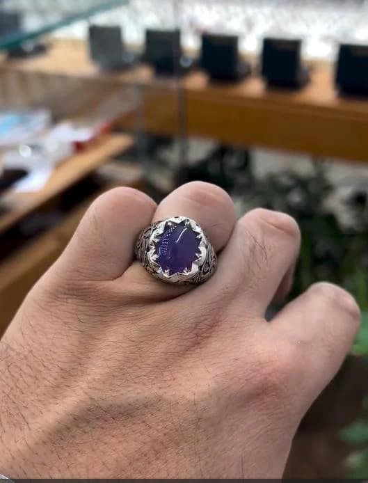 Purple Agate Signet Ring: Handmade 925 Sterling Silver, Vintage Style | Minimalistic Jewelry - image 4