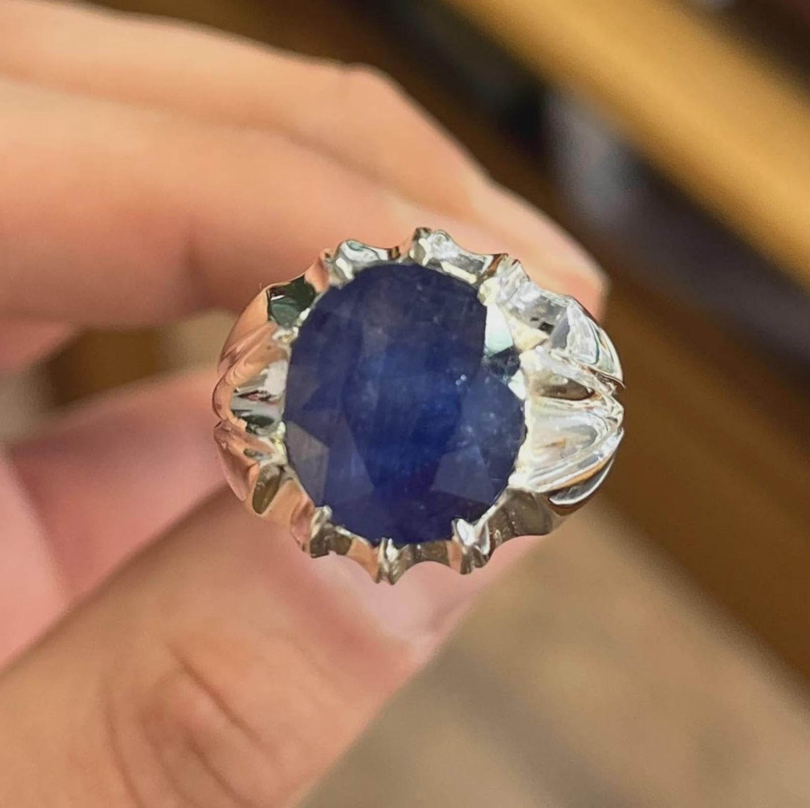 Handmade Oval Blue Sapphire Sterling Silver Ring, 925 Silver, Birthday and Anniversary Gift - image 5
