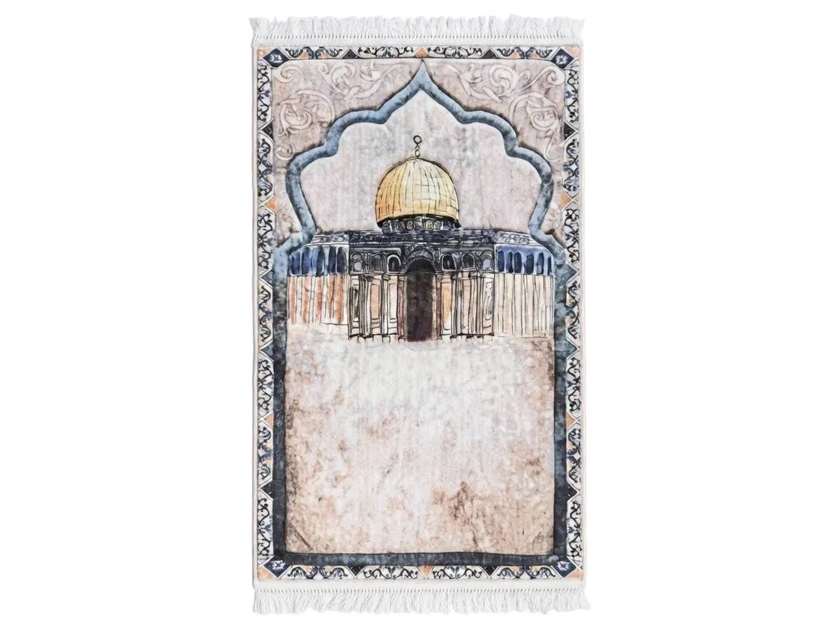 Al Aqsa Design Prayer Mat | Velvety Soft, Padded Islamic Gift